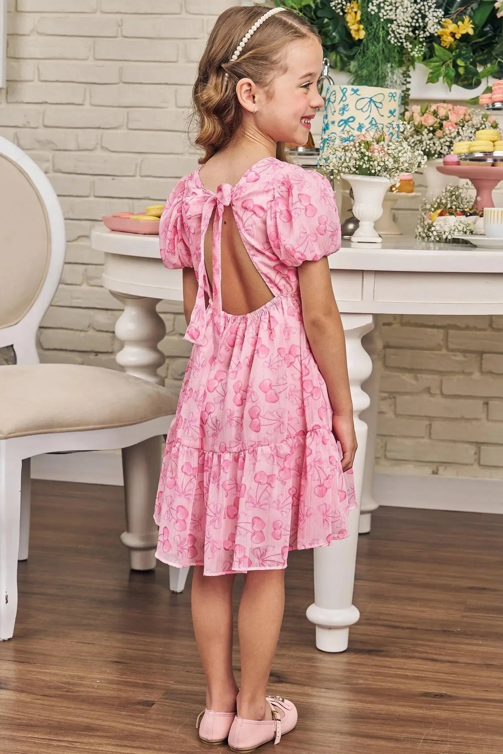 Vestido em Chiffon Brilho 83729 Kukiê Infantil Menina