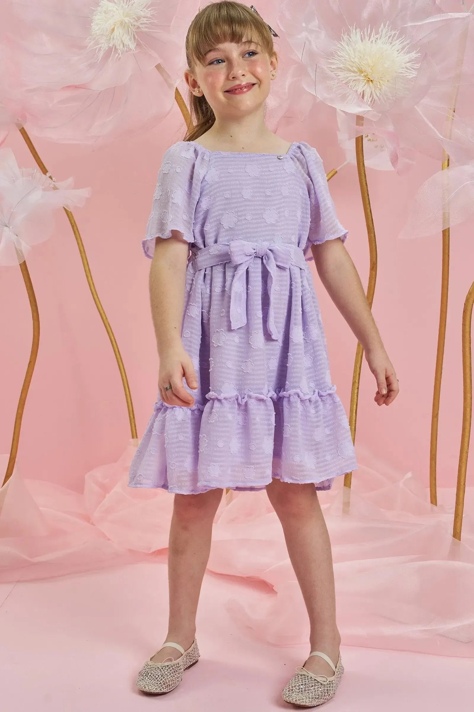 Vestido em Chiffon Flores 83997 Infanti Infantil Menina