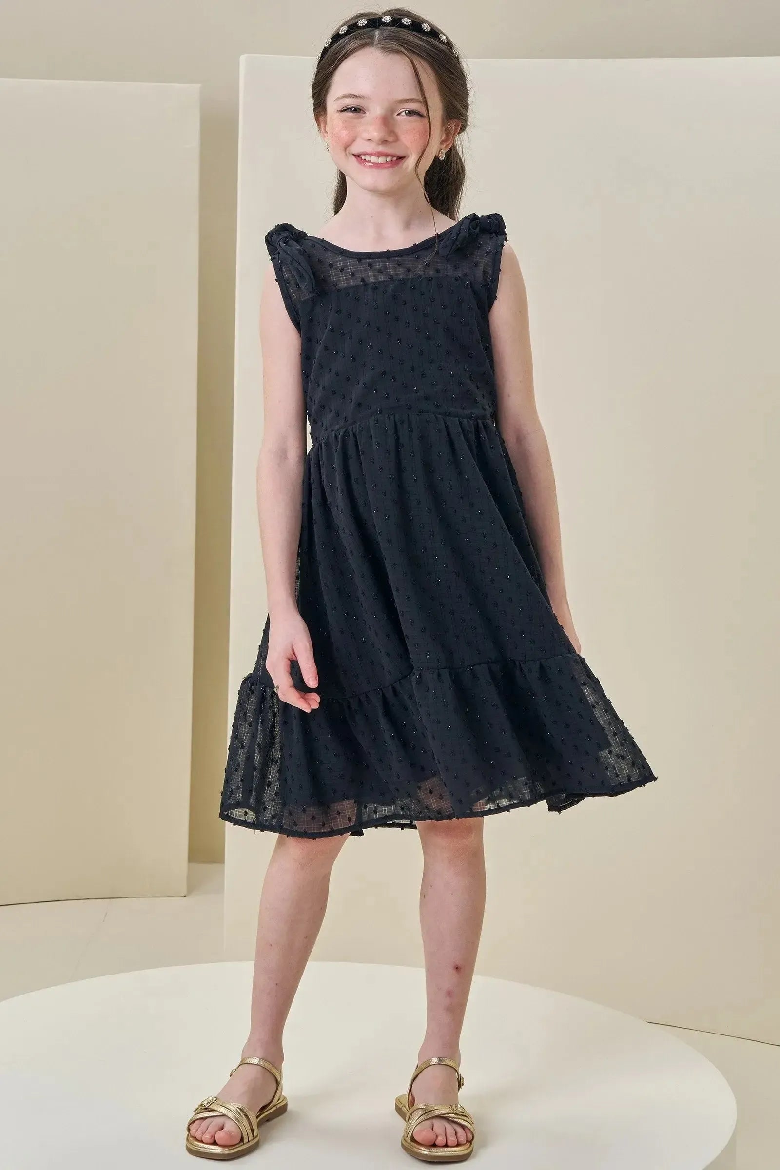 Vestido em Chiffon Shine 85311 Infanti Infantil Menina