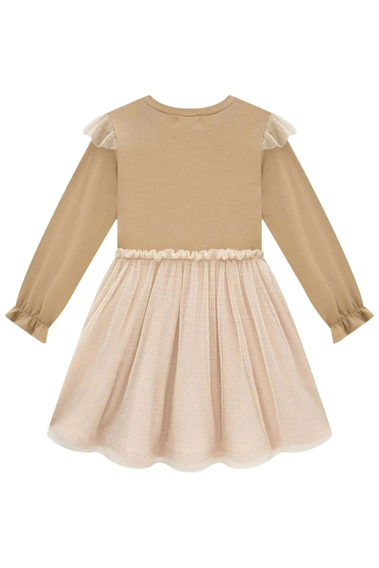 Vestido em Cotton e Tule Plissado Poá 90392 Infanti Infantil Menina