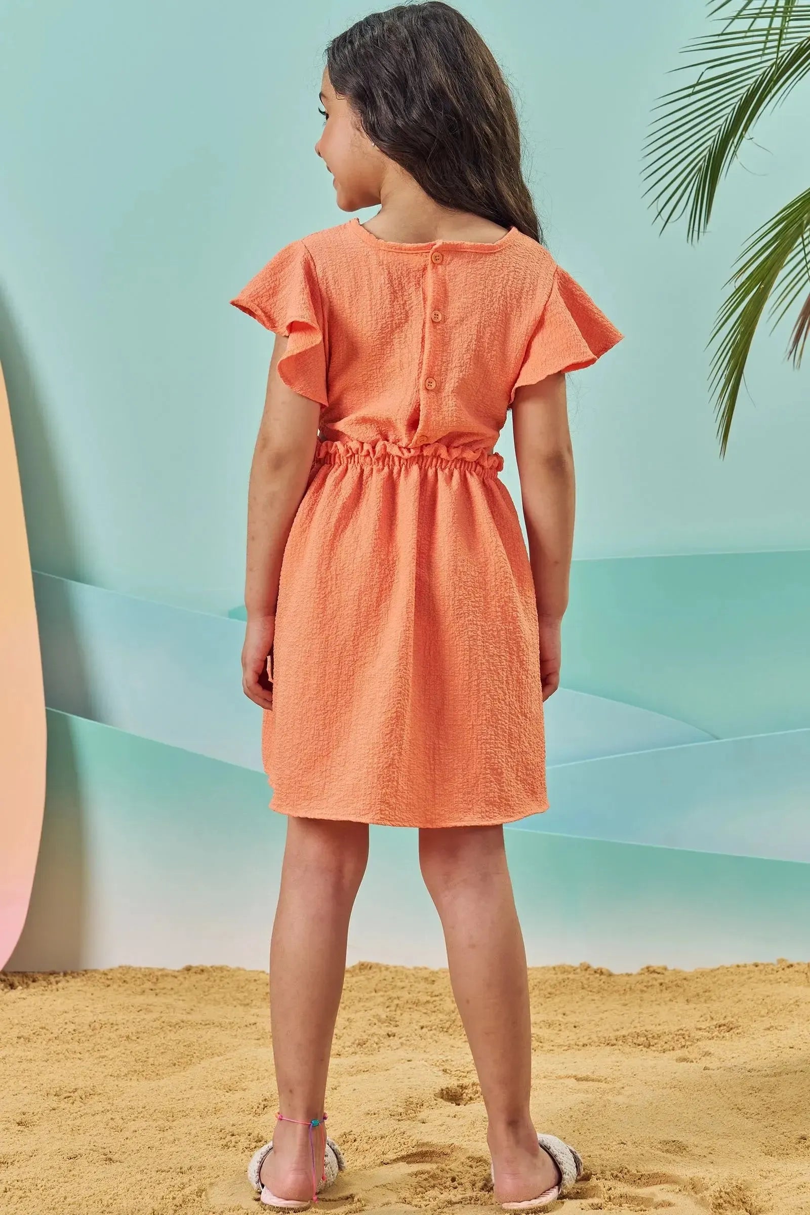 Vestido em Crepe Textura 84189 Kukiê Infantil Menina