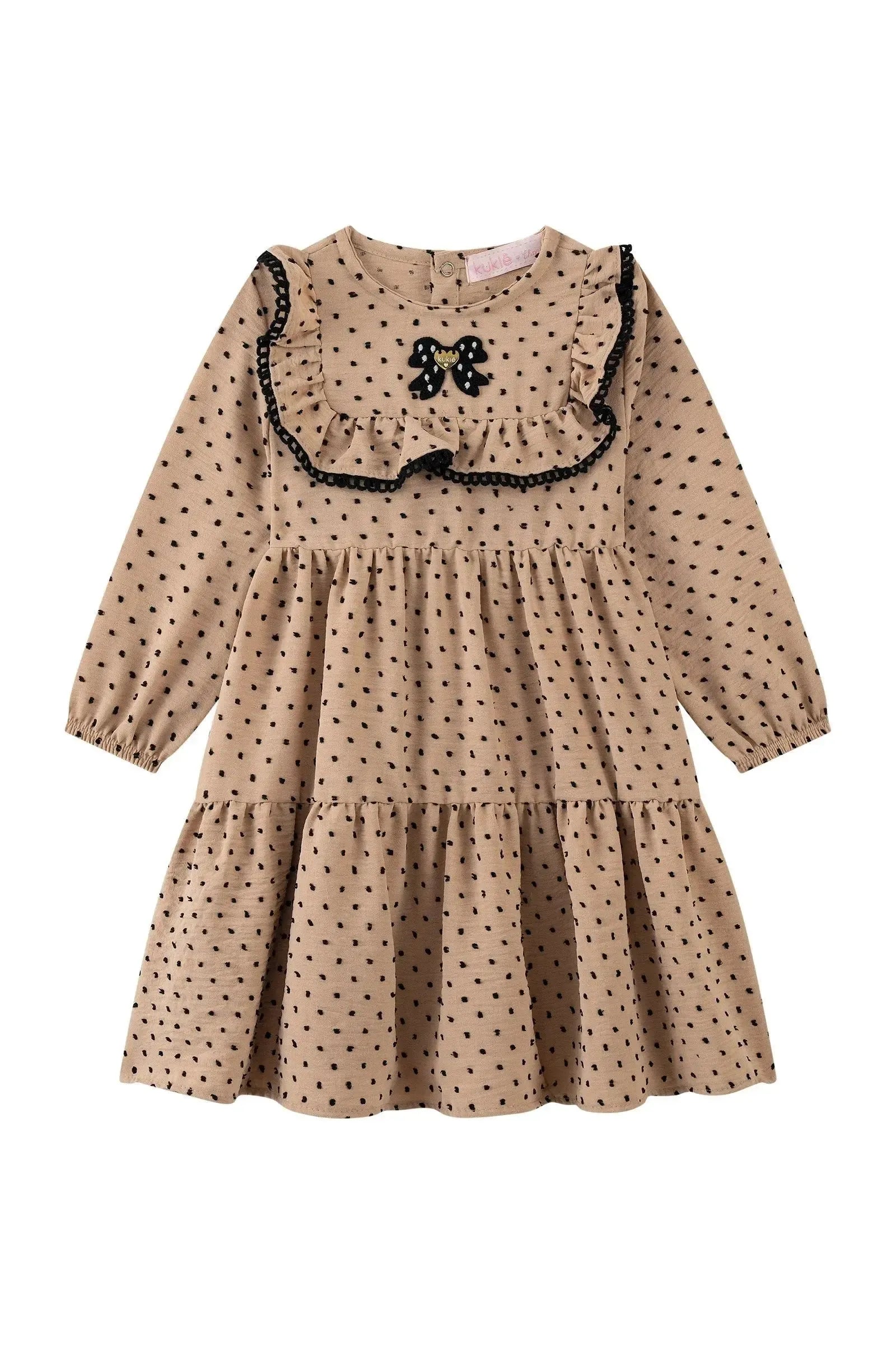 Vestido em Crepe Textura Poá 92129 Kukiê Bebê Menina