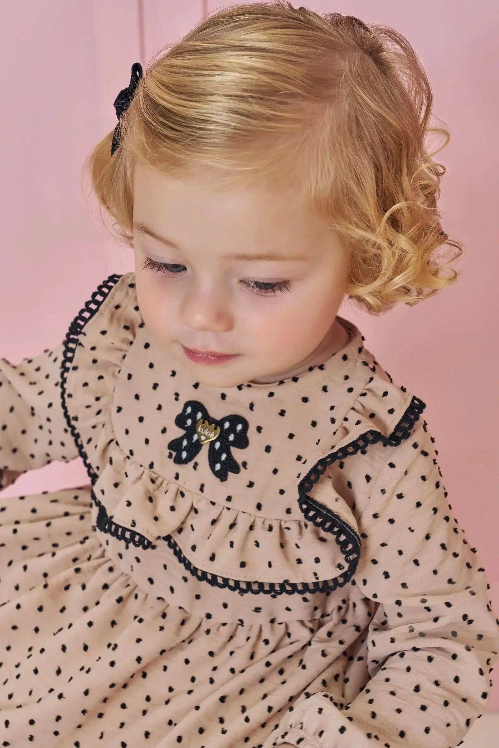 Vestido em Crepe Textura Poá 92129 Kukiê Bebê Menina