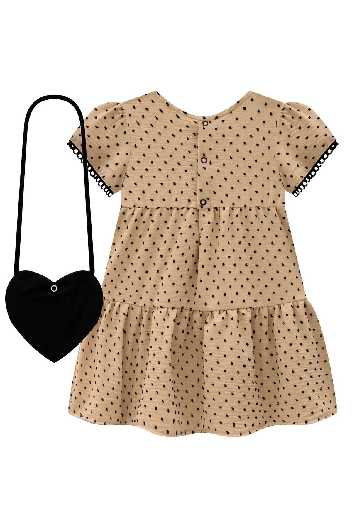 Vestido em Crepe Textura Poá (acompanha Bolsa) 21521 Kukiê Bebê Menina