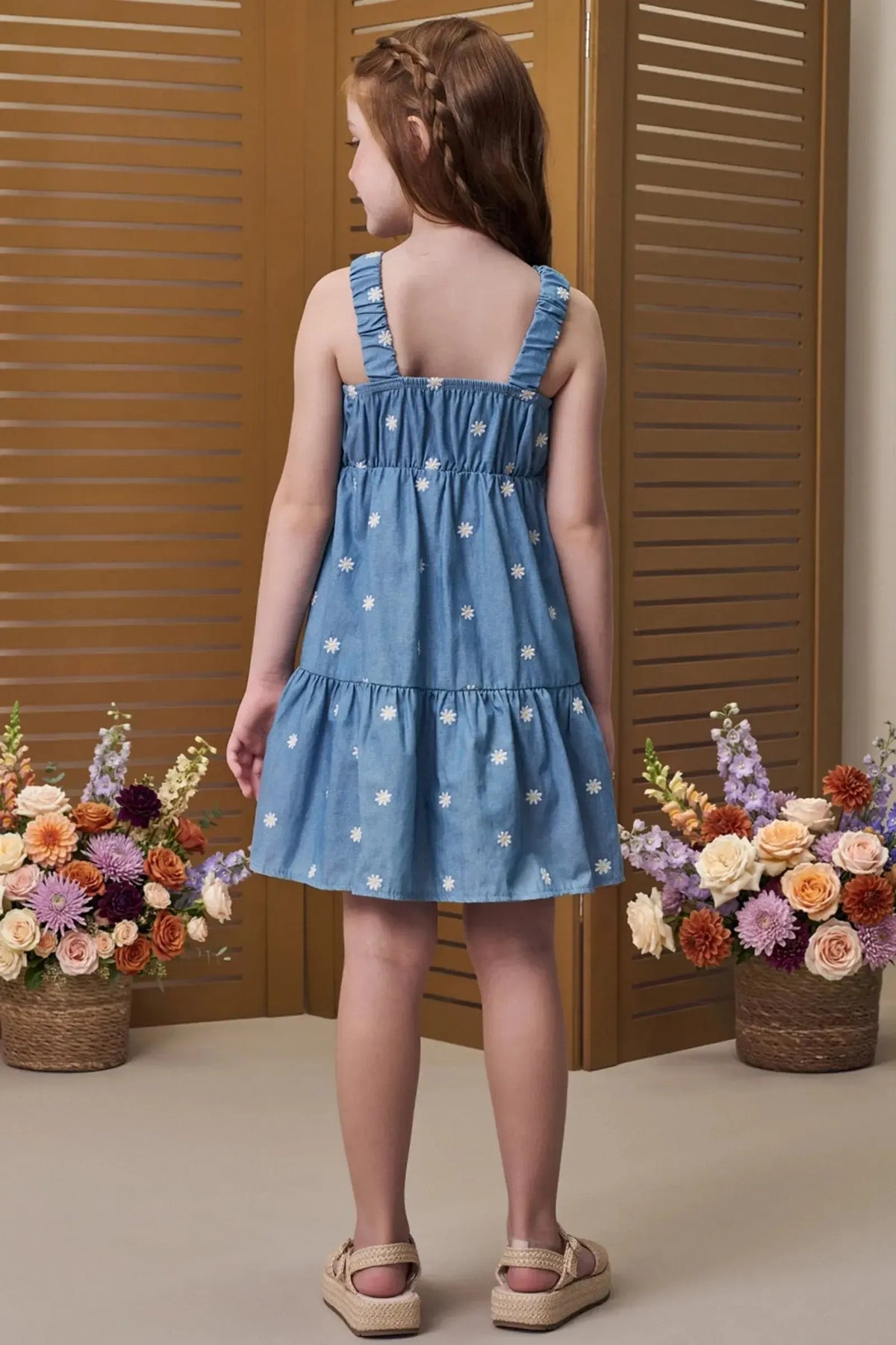 Vestido em Denim Bordado 96430 Infanti Infantil Menina
