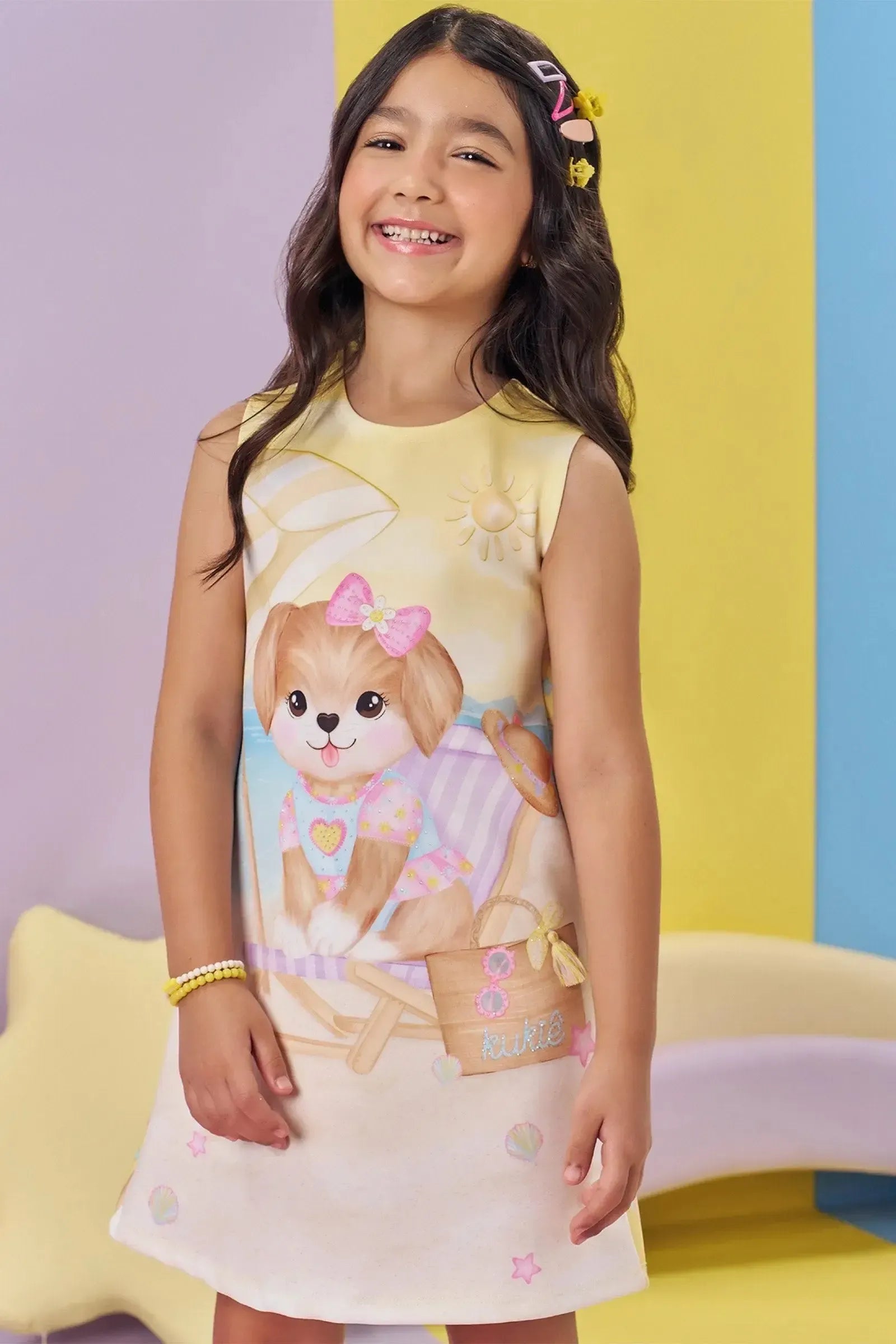Vestido em Fly Tech 83221 Kukiê Infantil Menina