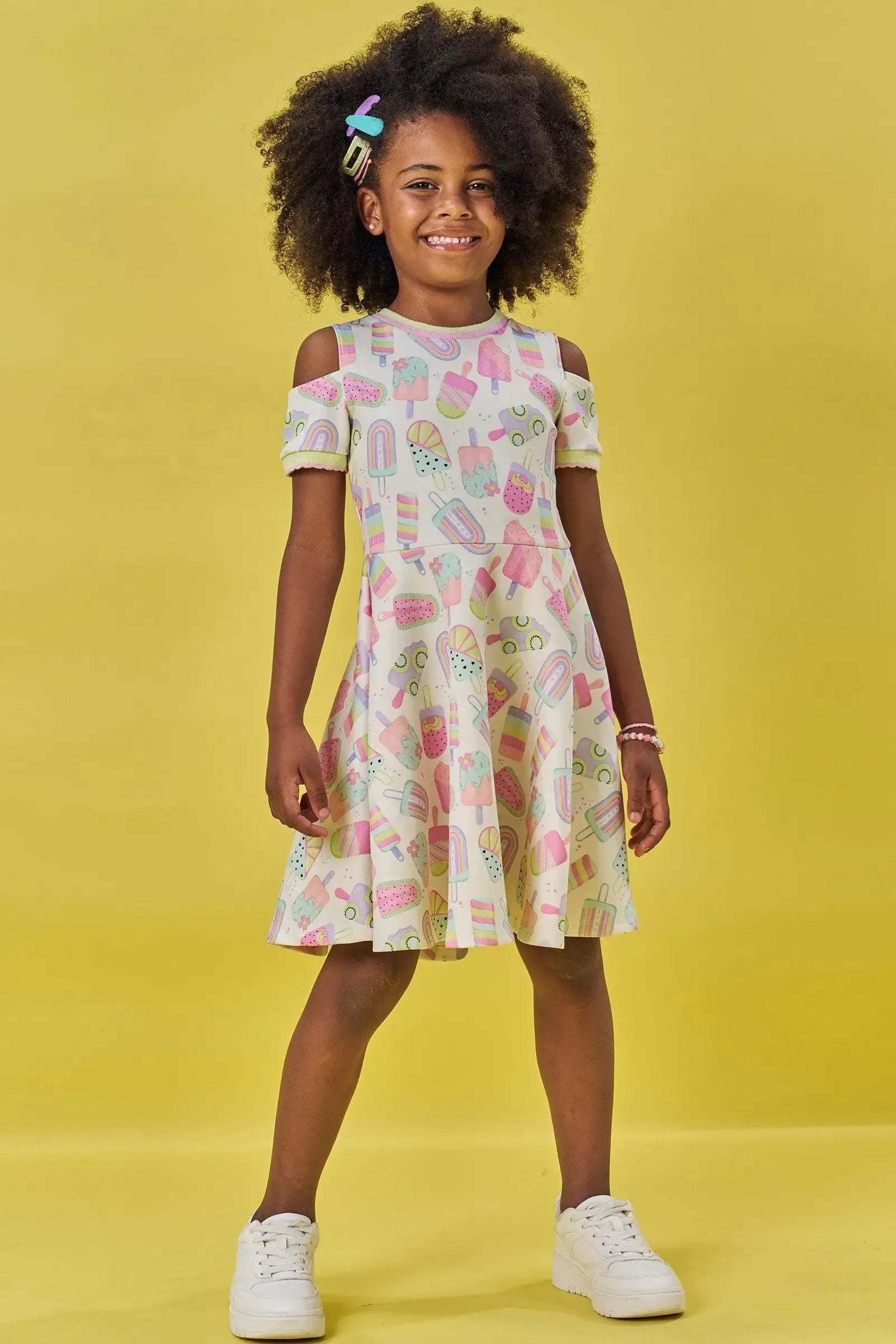 Vestido em Fly Tech 84221 Kukiê Infantil Menina