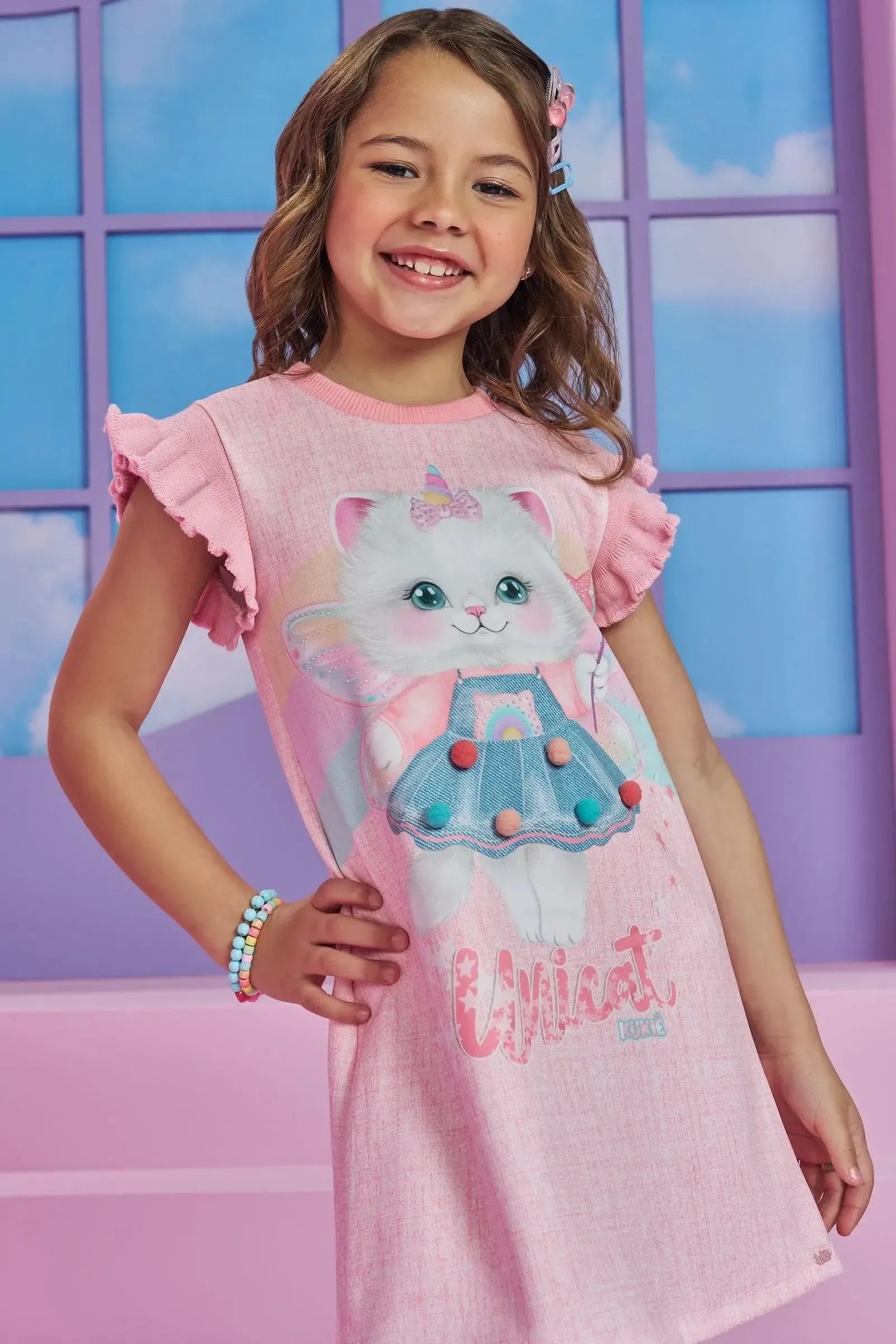 Vestido em Fly Tech 93776 Kukiê Infantil Menina