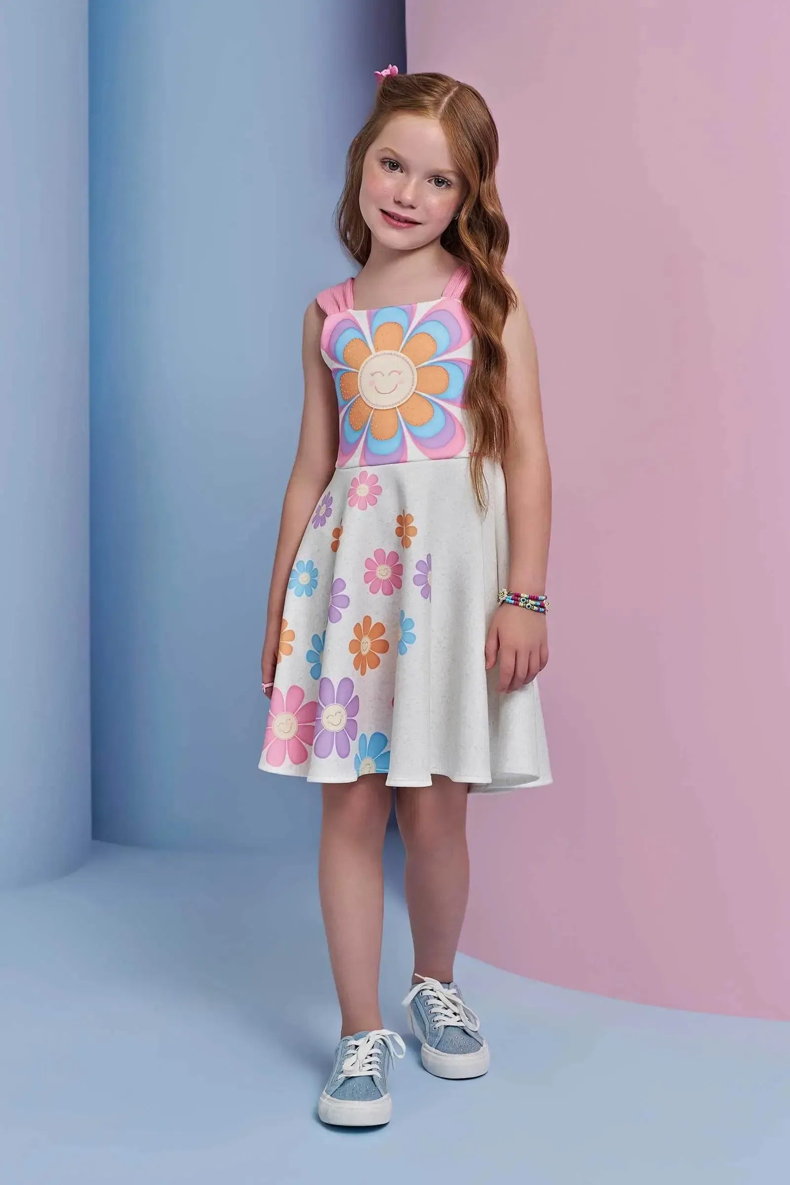 Vestido em Fly Tech. Acompanha Presilha de Cabelo 94928 Infanti Infantil Menina