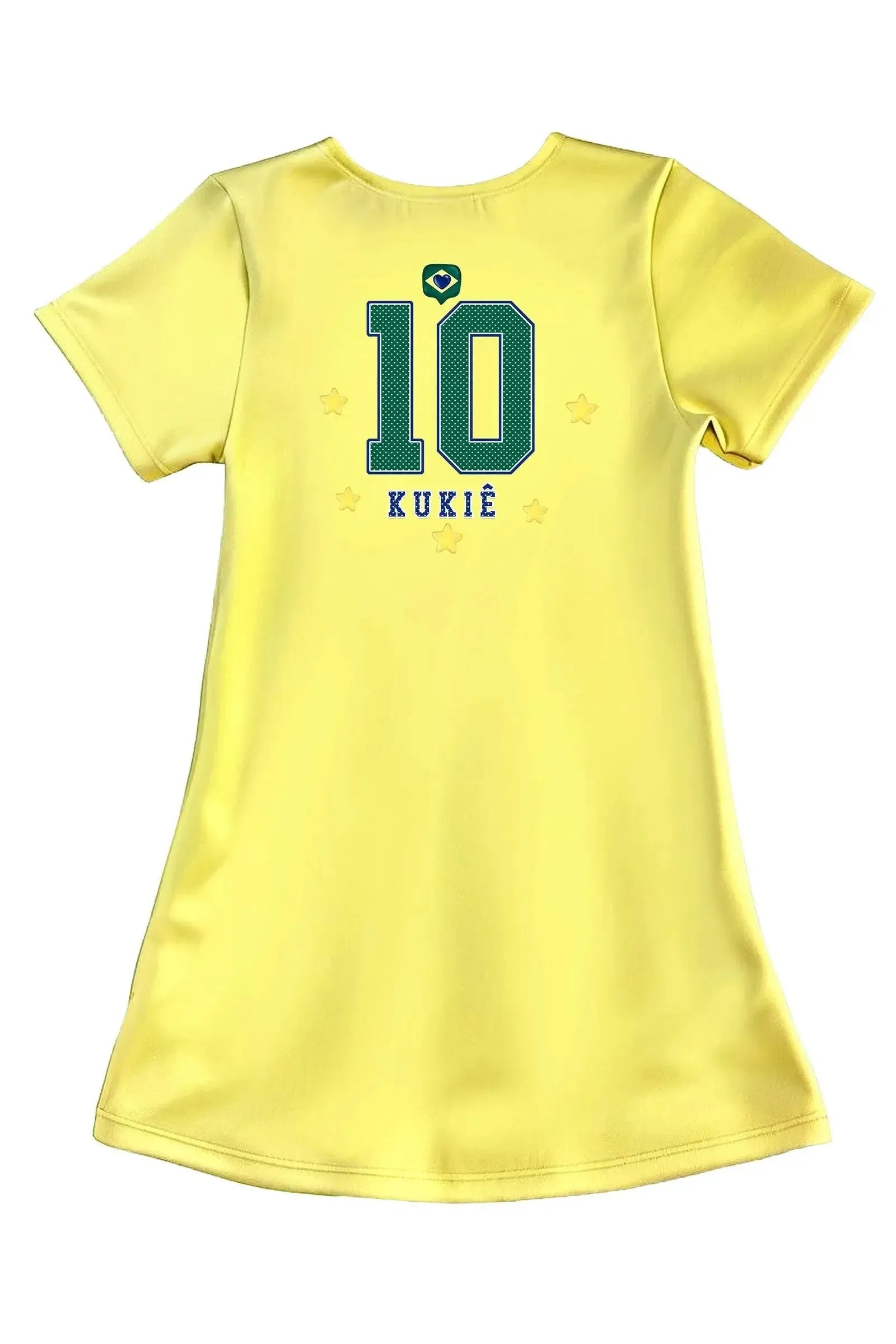 Vestido em Fly Tech com Estampa de Ursinha Torcedora Muito Brilho e Fofura. Perfeito Para Torcer com a Kukiê Nesta Copa. 99739 Kukiê Infantil Menina