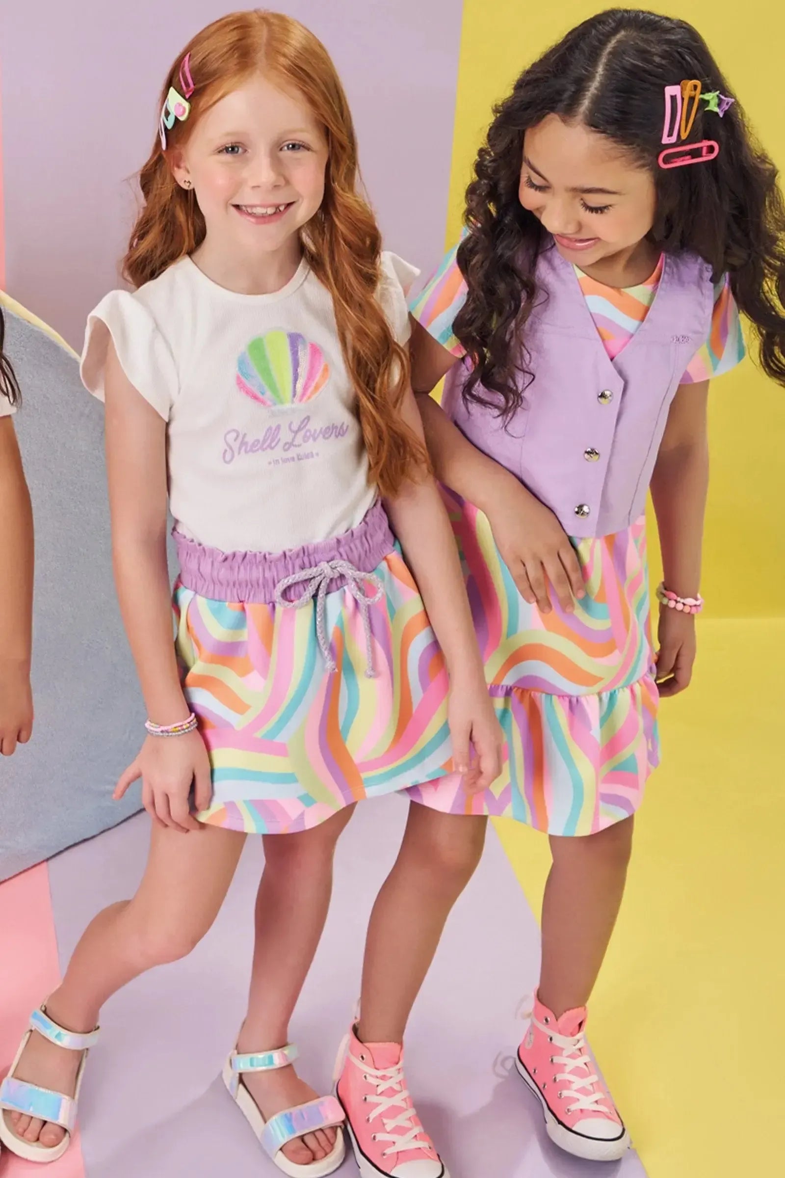 Vestido em Fly Tech e Colete em Sarja com Elastano 84555 Kukiê Infantil Menina