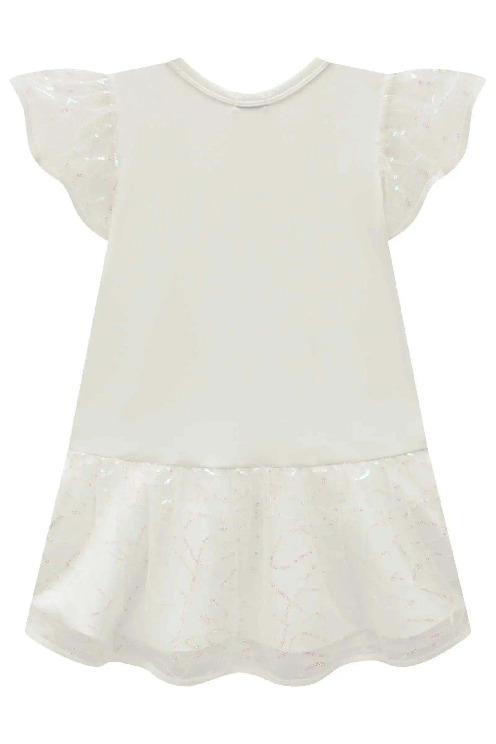 Vestido em Fly Tech e Tule Paetê 95719 Infanti Infantil Menina