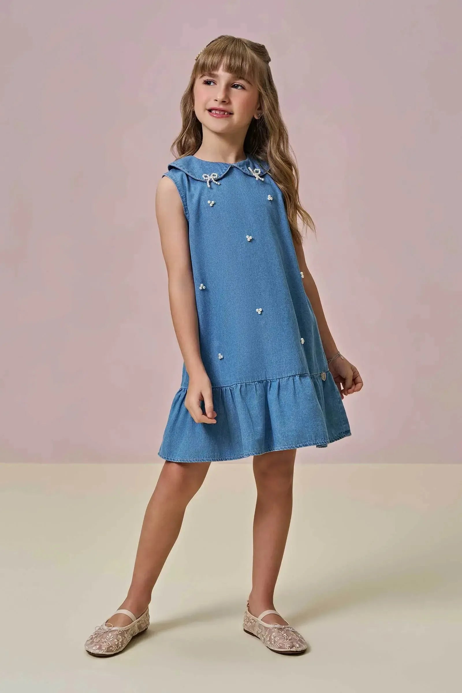 Vestido em Jeans 95339 Infanti Infantil Menina