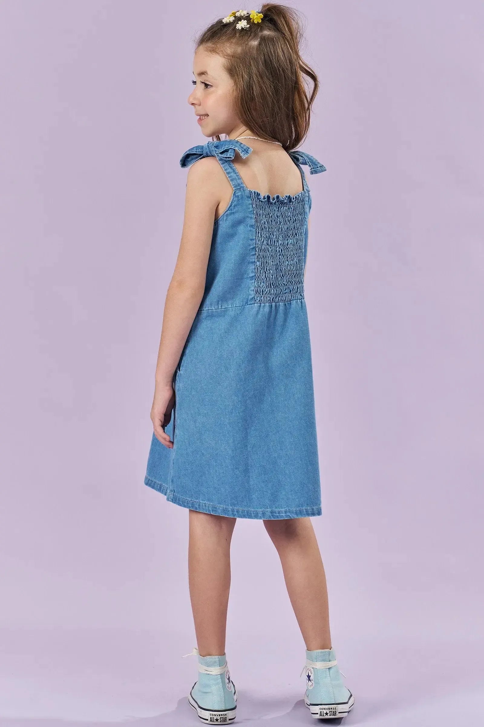 Vestido em Jeans com Elastano 84225 Kukiê Infantil Menina