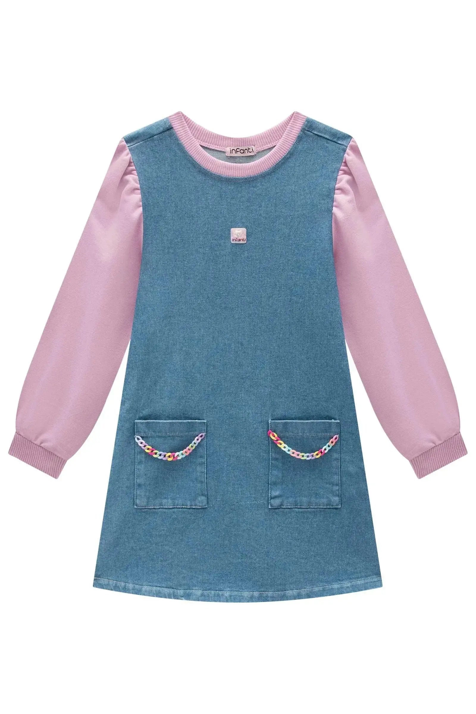 Vestido em Jeans com Elastano e Molecotton 90813 Infanti Infantil Menina