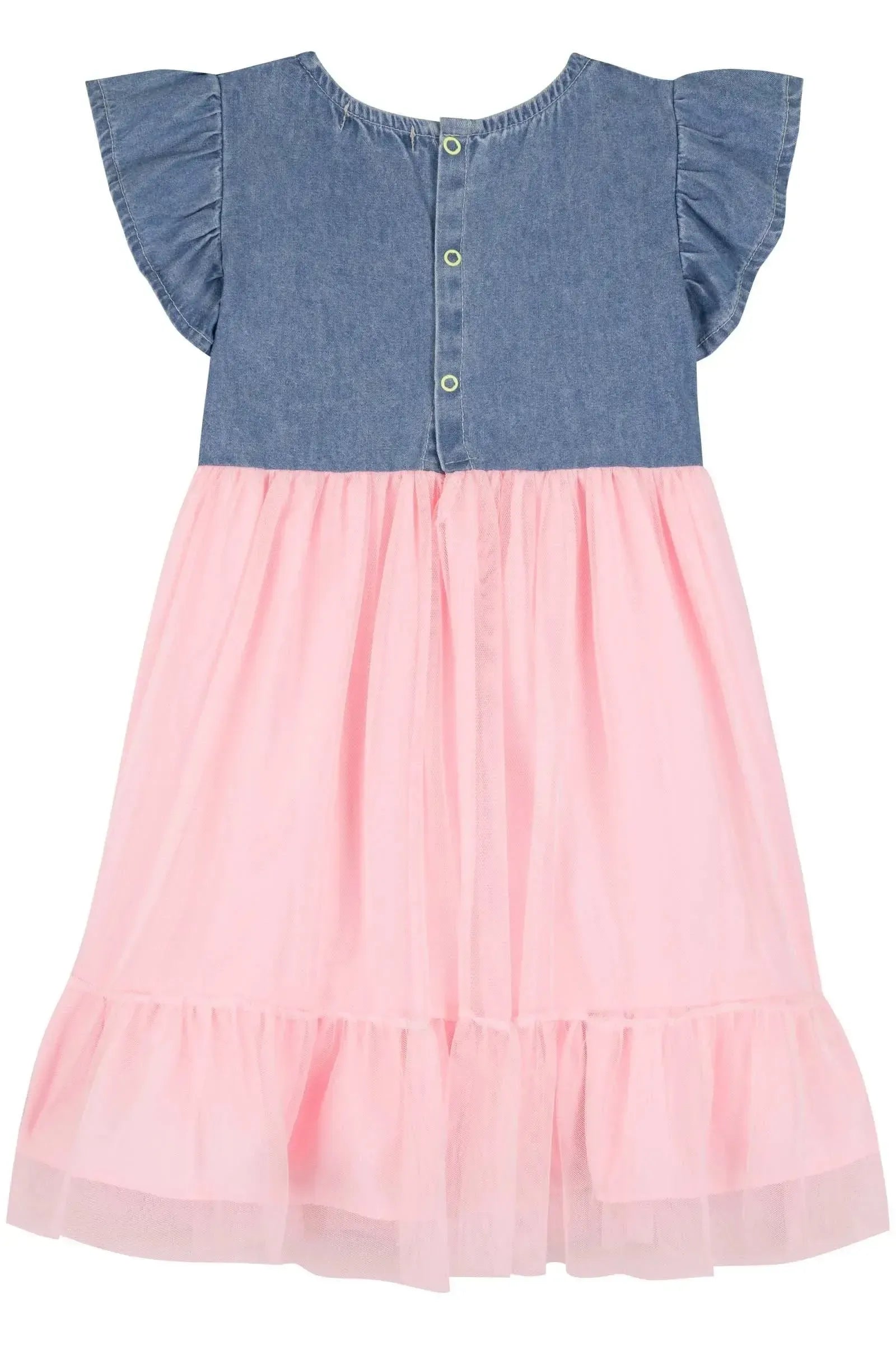 Vestido em Jeans com Elastano e Tule 83557 Kukiê Infantil Menina