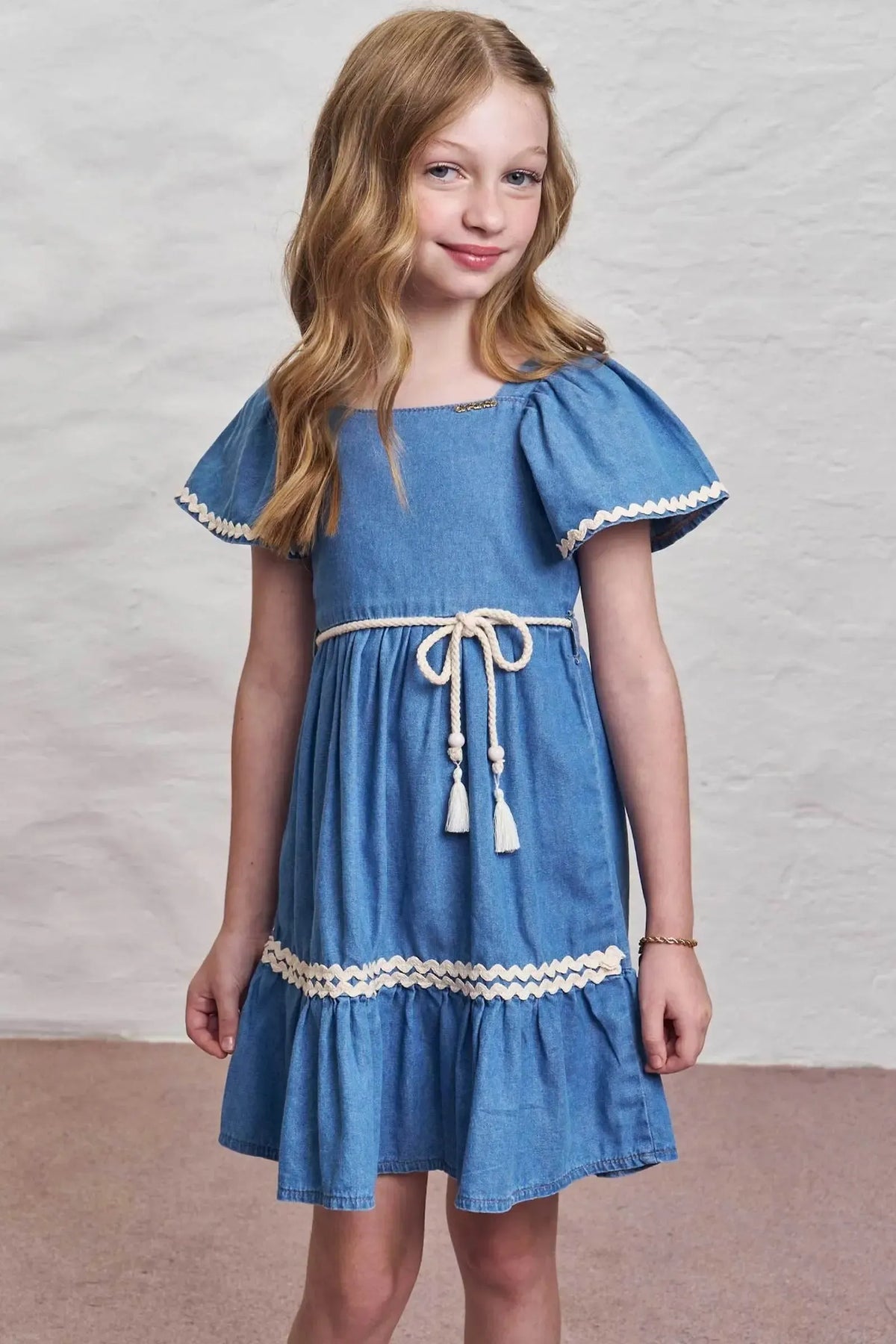 Vestido em Jeans Teca 98808 Infanti Infantil Menina