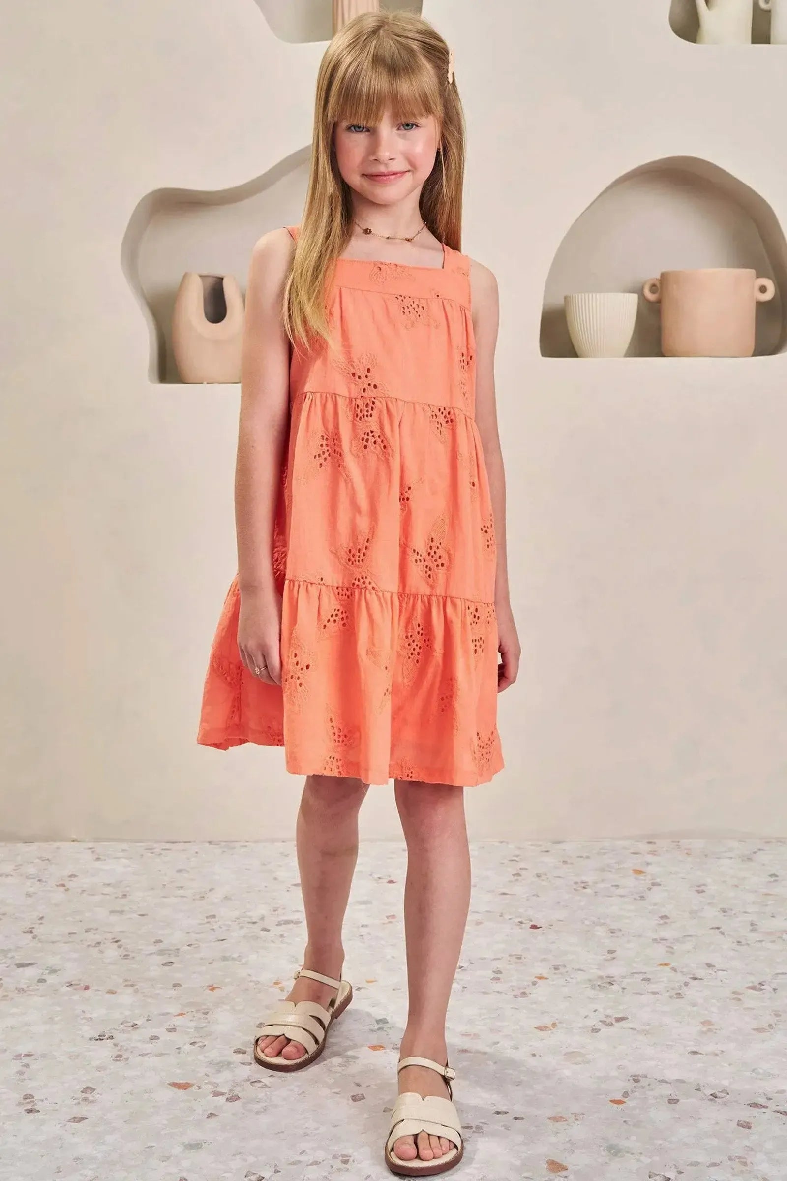 Vestido em Laise Borboleta 84586 Infanti Infantil Menina