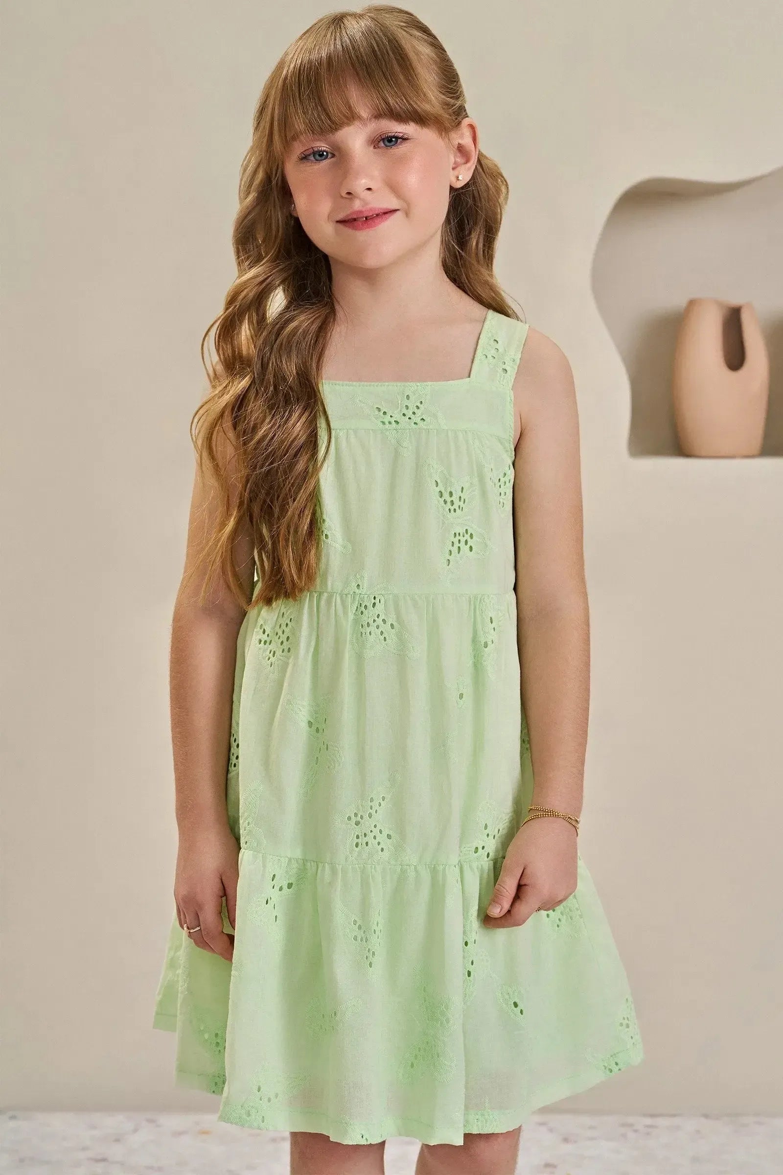 Vestido em Laise Borboleta 84586 Infanti Infantil Menina