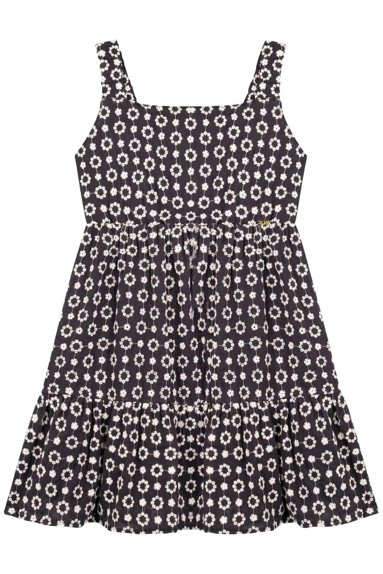 Vestido em Laise Floral Bordada 100% Algodão 86981 Kukiê Infantil Menina