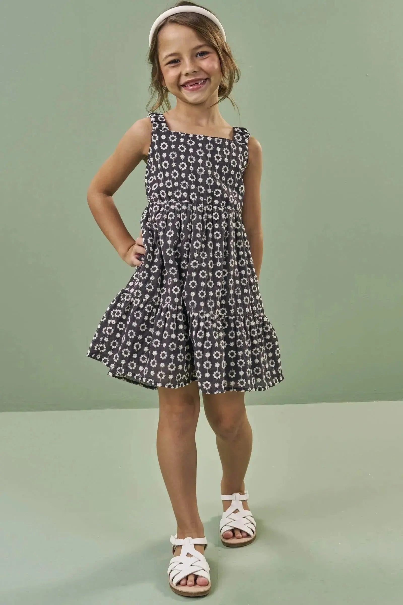 Vestido em Laise Floral Bordada 100% Algodão 86981 Kukiê Infantil Menina