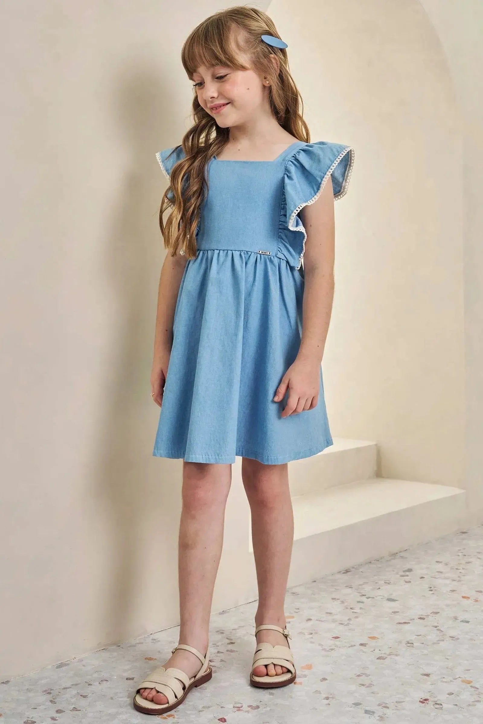 Vestido em Light Chambray 84616 Infanti Infantil Menina