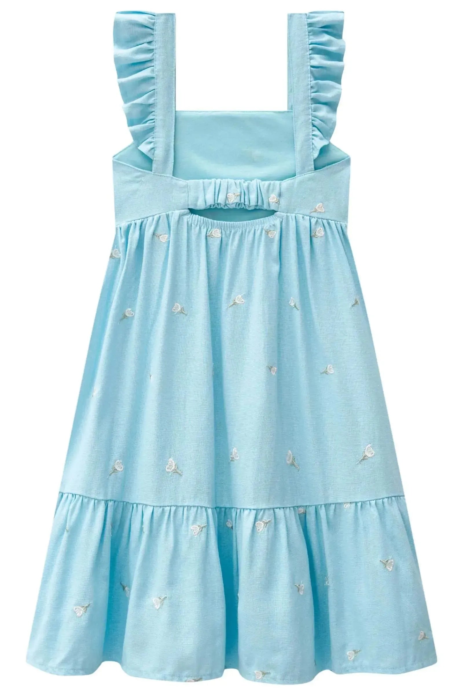 Vestido em Linho Bordado Flores 84002 Infanti Infantil Menina