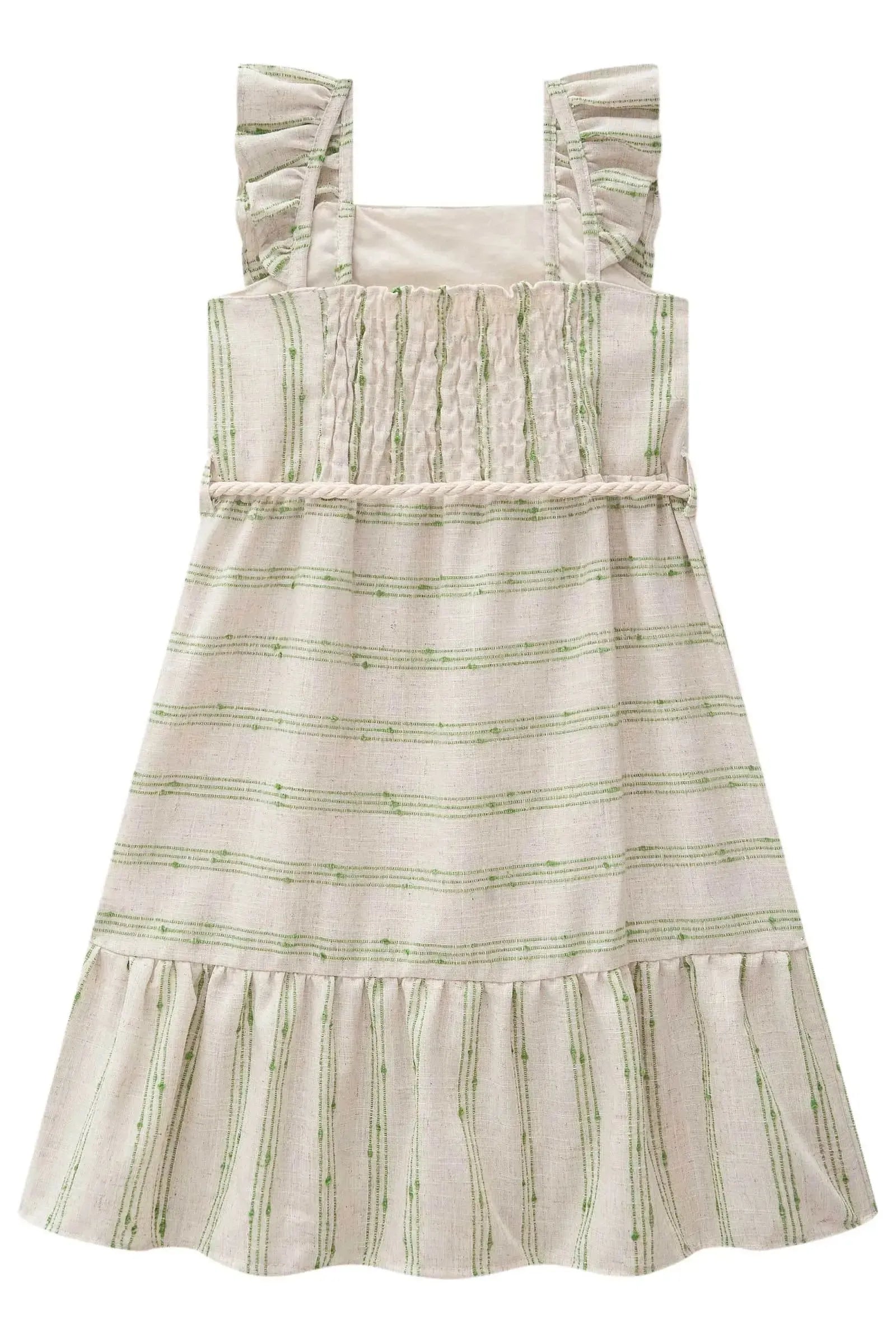 Vestido em Linho Bordado Listras 82929 Infanti Infantil Menina