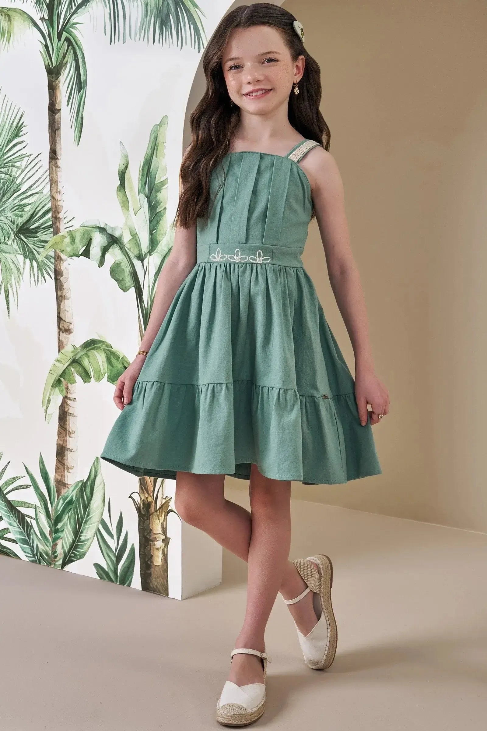 Vestido em Linho com Elastano 88113 Infanti Infantil Menina