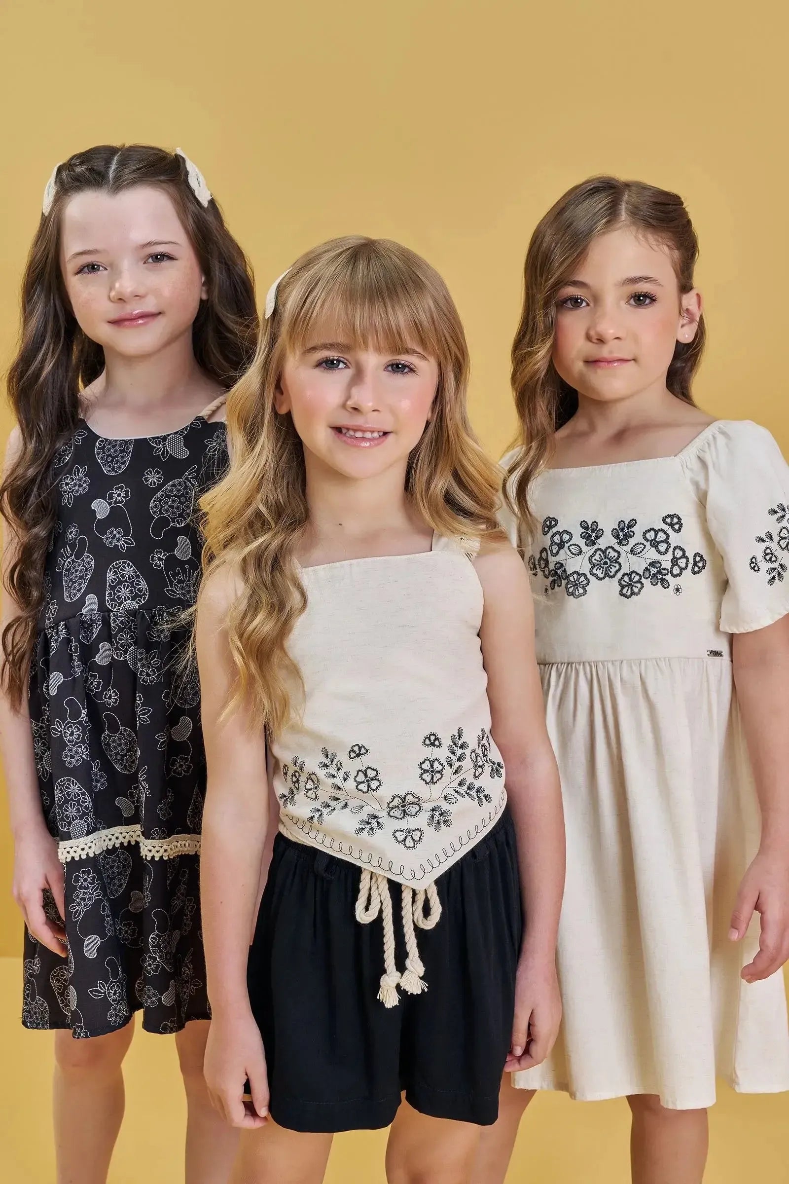 Vestido em Linho Deluxe 82983 Infanti Infantil Menina