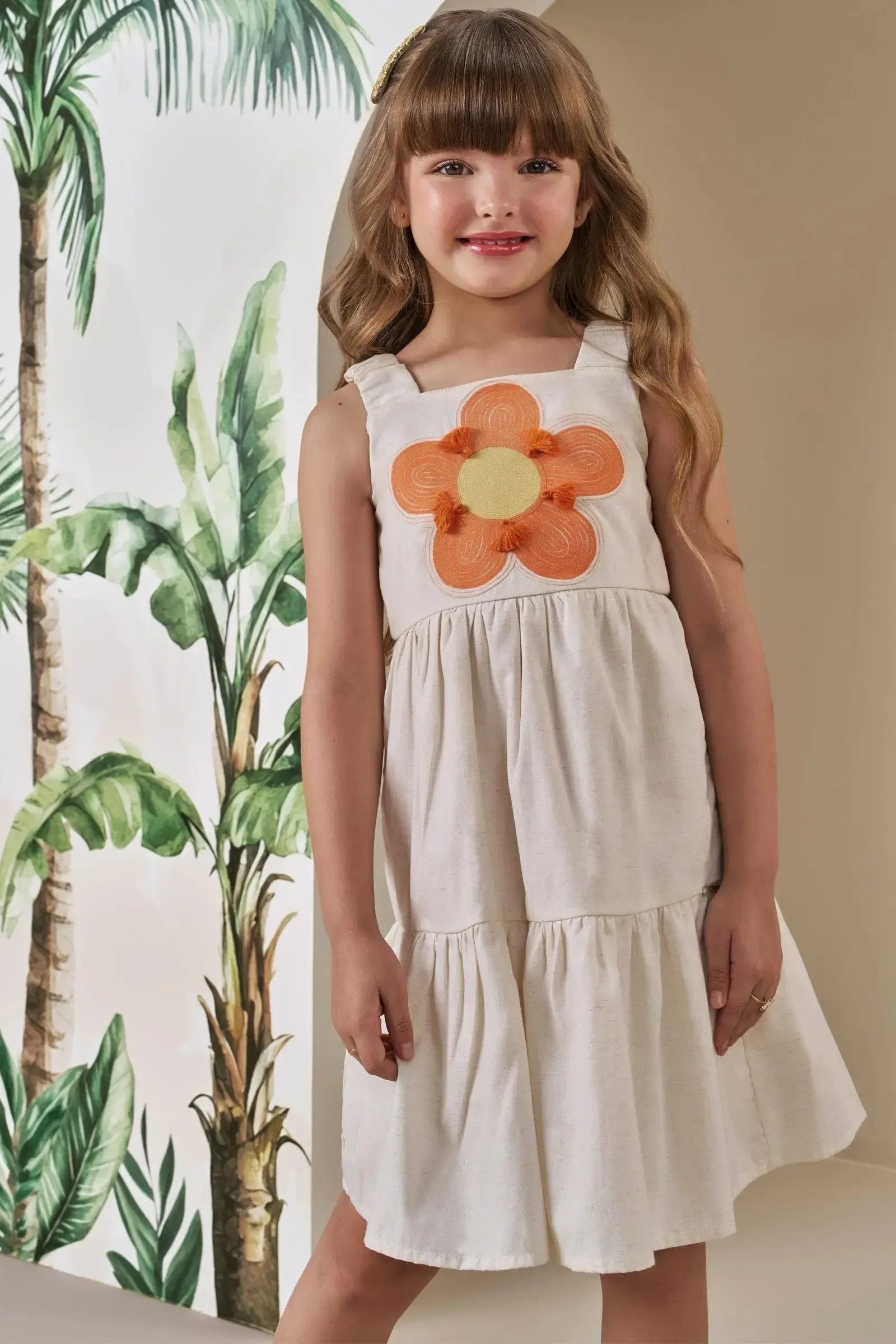 Vestido em Linho Deluxe 86511 Infanti Infantil Menina