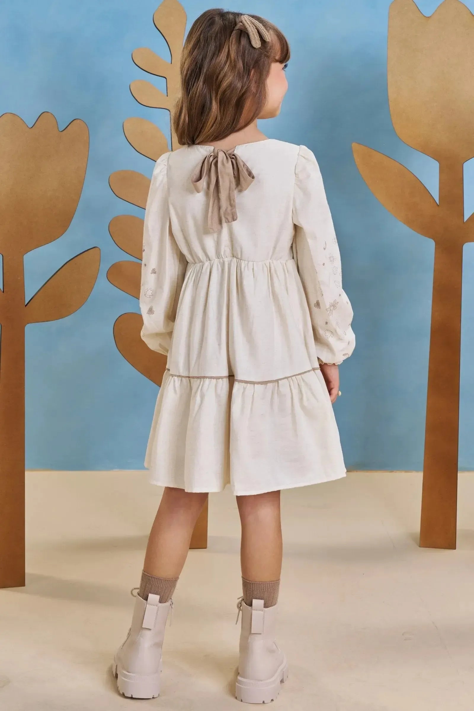 Vestido em Linho Deluxe 90925 Infanti Infantil Menina