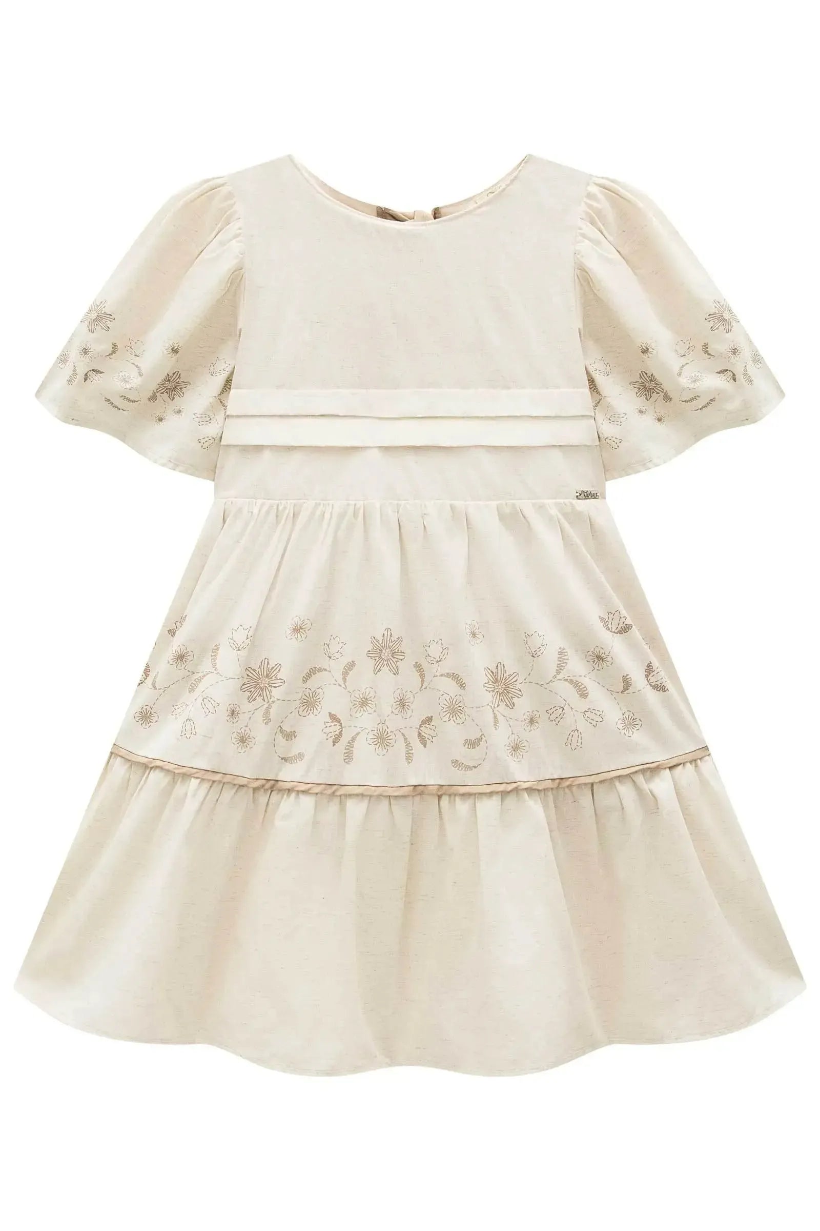 Vestido em Linho Deluxe 93520 Infanti Infantil Menina