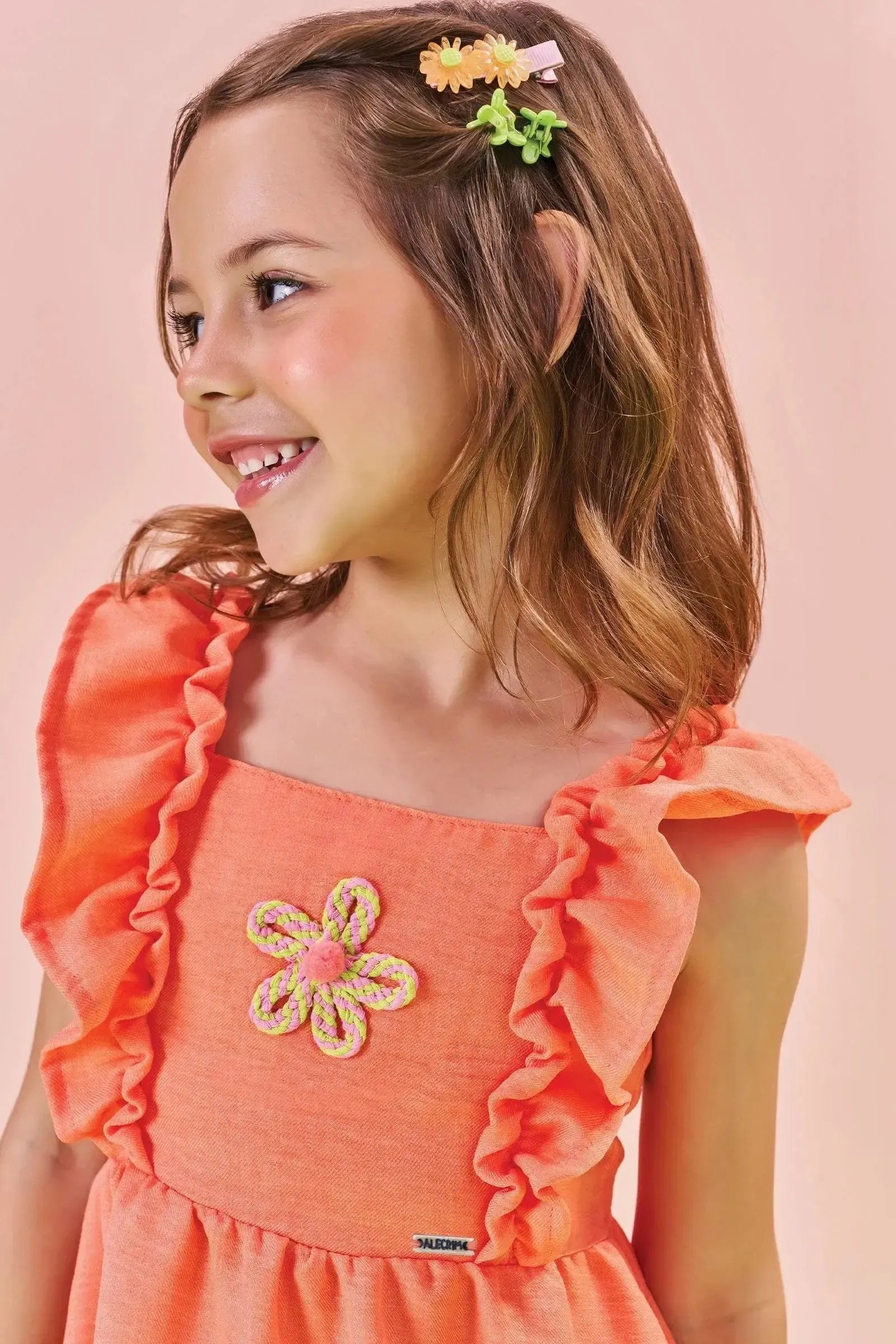 Vestido em Linho Rajado 84022 Kukiê Infantil Menina