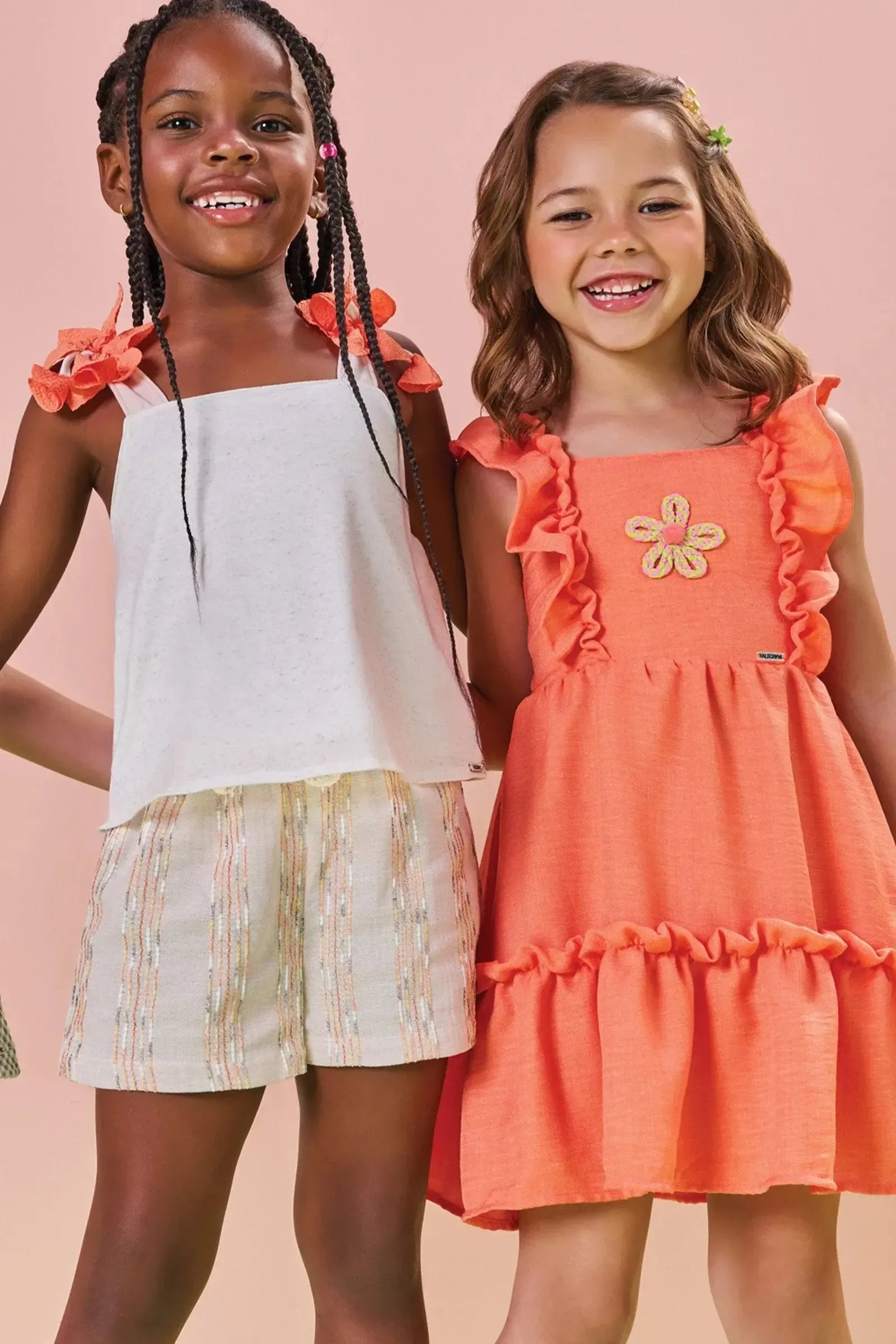 Vestido em Linho Rajado 84022 Kukiê Infantil Menina