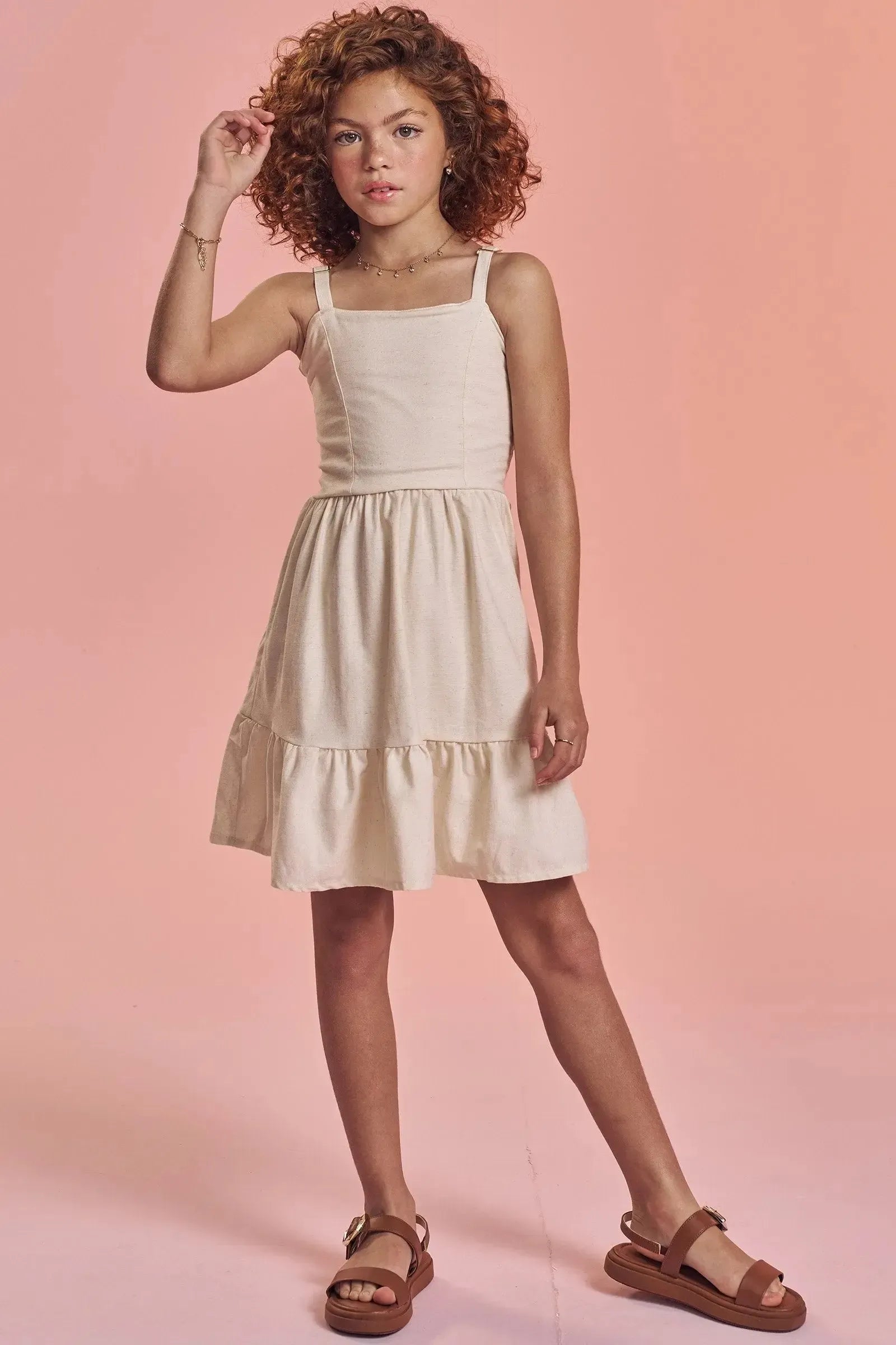 Vestido em Linho Santorine 92617 Lilimoon Teen Menina