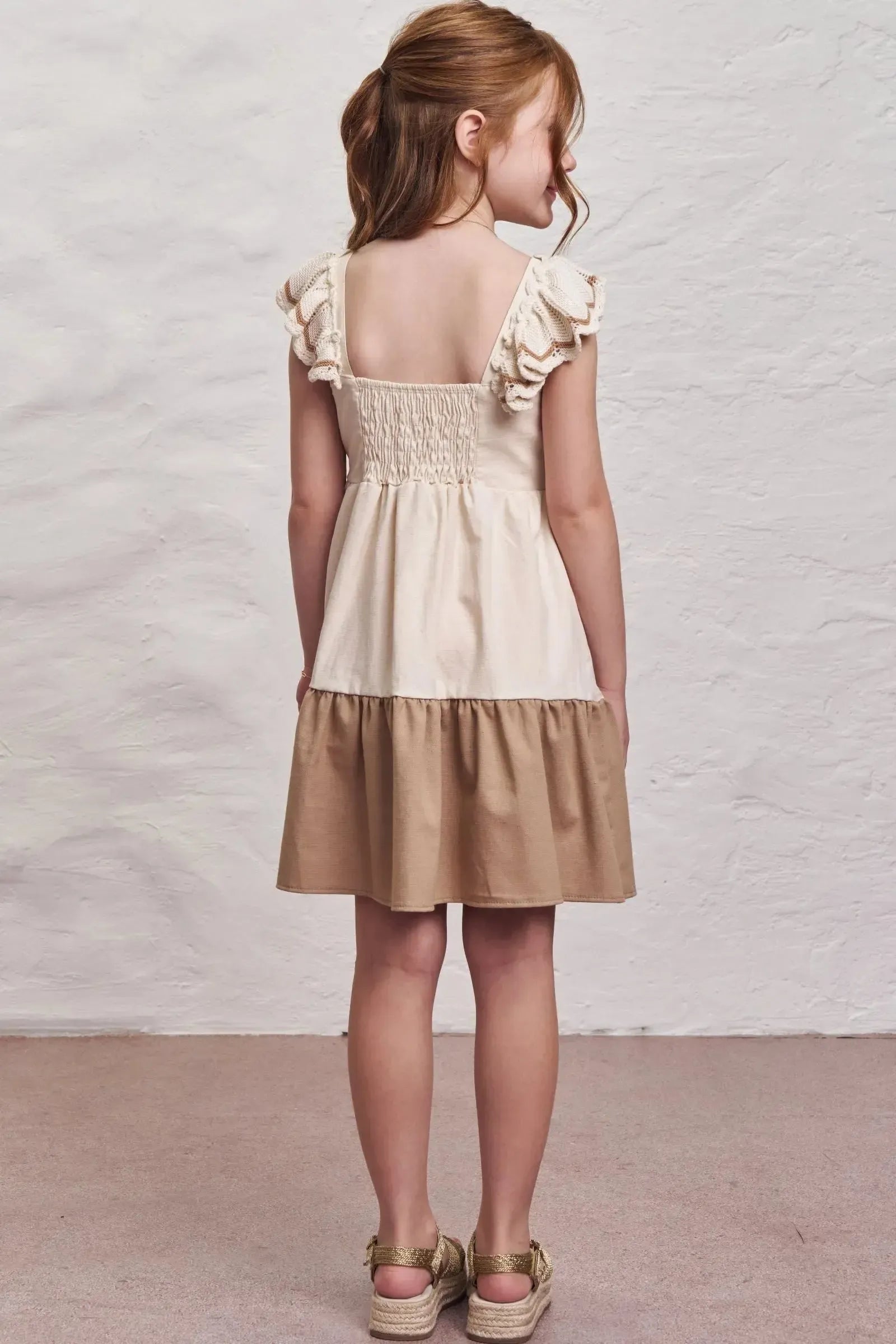 Vestido em Linho Santorine com Elastano e Tricot 100% Algodão 98784 Infanti Infantil Menina