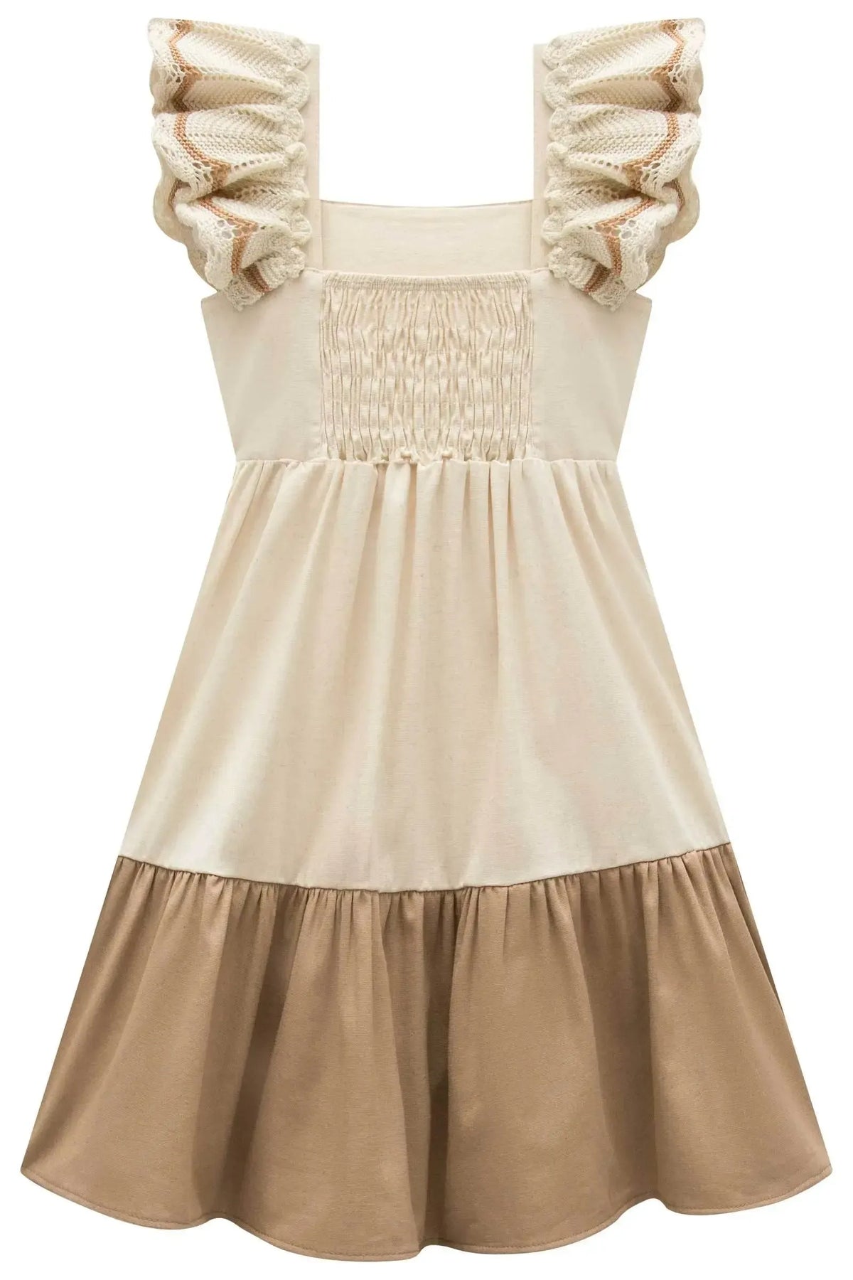Vestido em Linho Santorine com Elastano e Tricot 100% Algodão 98784 Infanti Infantil Menina