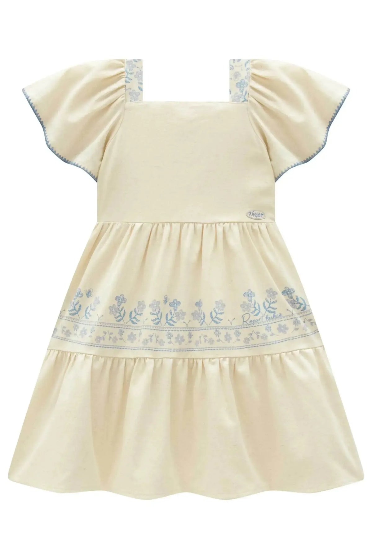 Vestido em Linho Santorini com Elastano 99685 Kukiê Infantil Menina