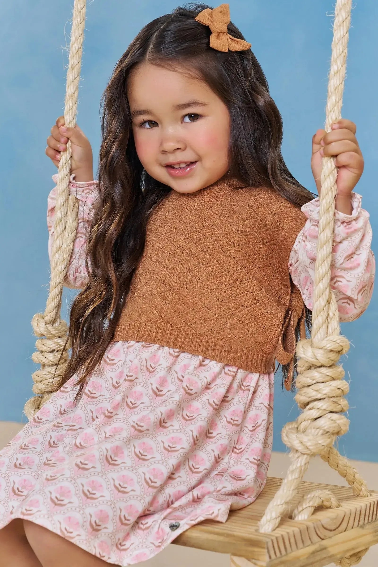 Vestido em Malha Comfy com Colete em Tricot 87538 Infanti Bebê Menina