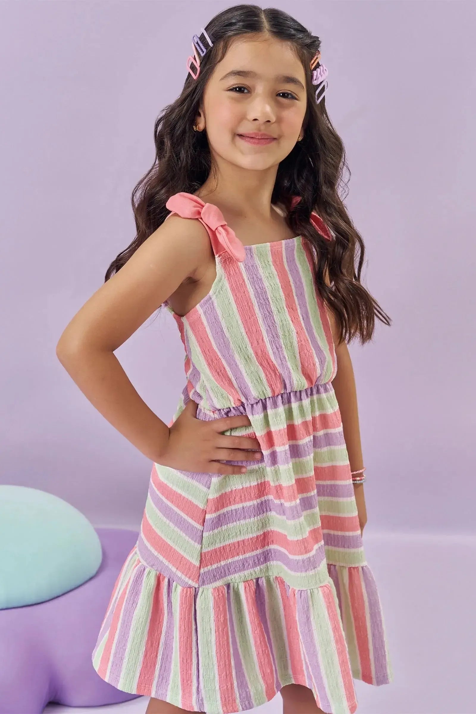 Vestido em Malha Enrugada 84571 Kukiê Infantil Menina