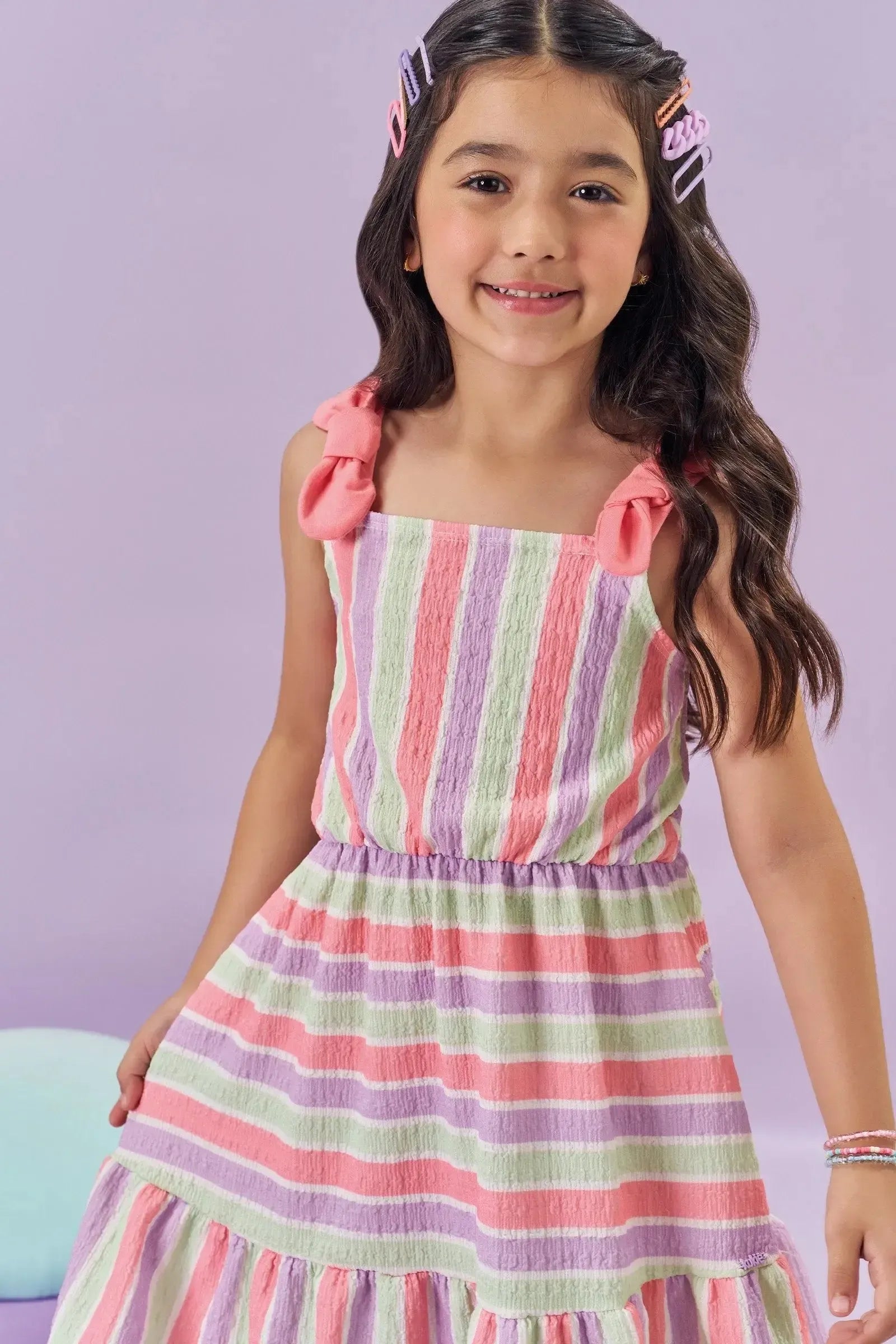Vestido em Malha Enrugada 84571 Kukiê Infantil Menina