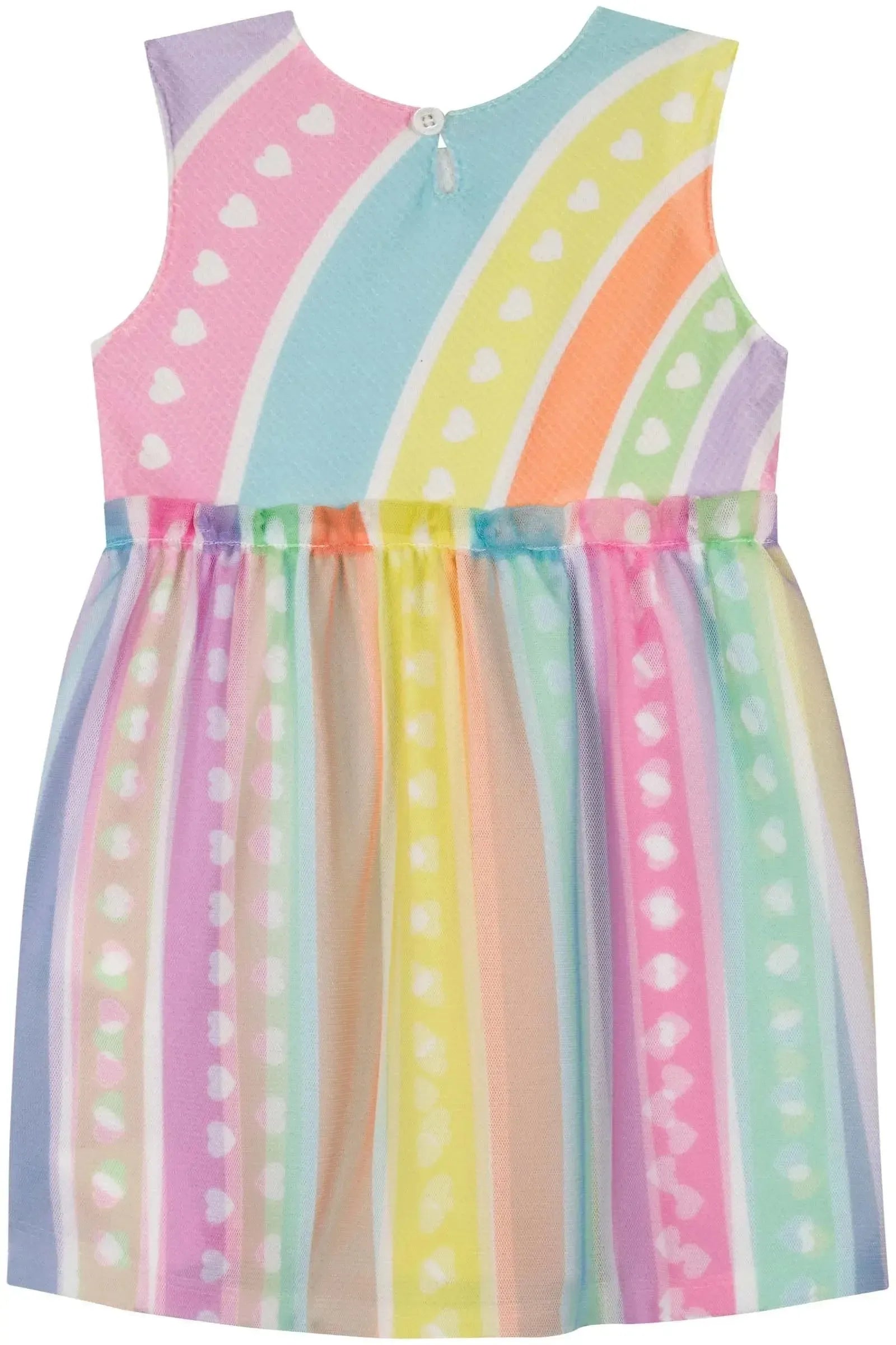 Vestido em Malha Favo e Tule com Elastano 84821 Kukiê Bebê Menina