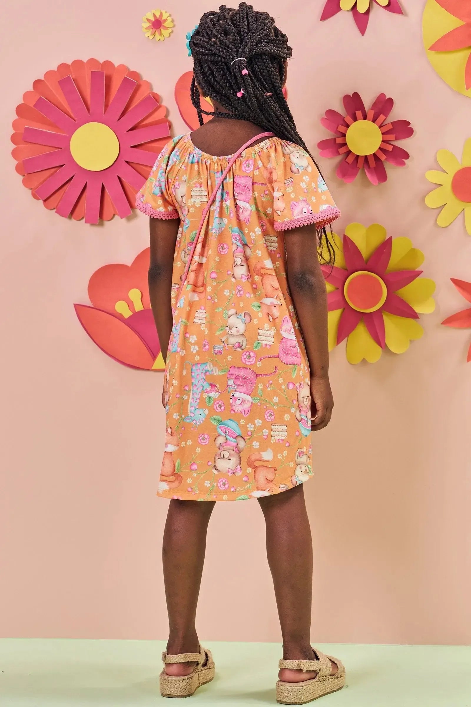 Vestido em Malha Fresh. Acompanha Bolsa 84017 Kukiê Infantil Menina