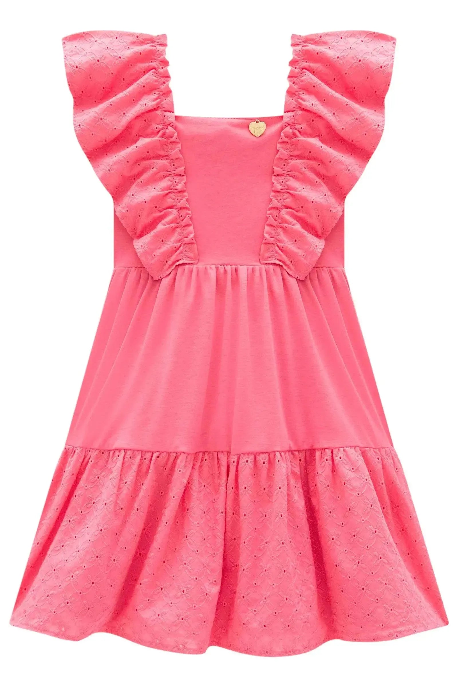 Vestido em Malha Fresh e Laise Verano 96783 Infanti Infantil Menina