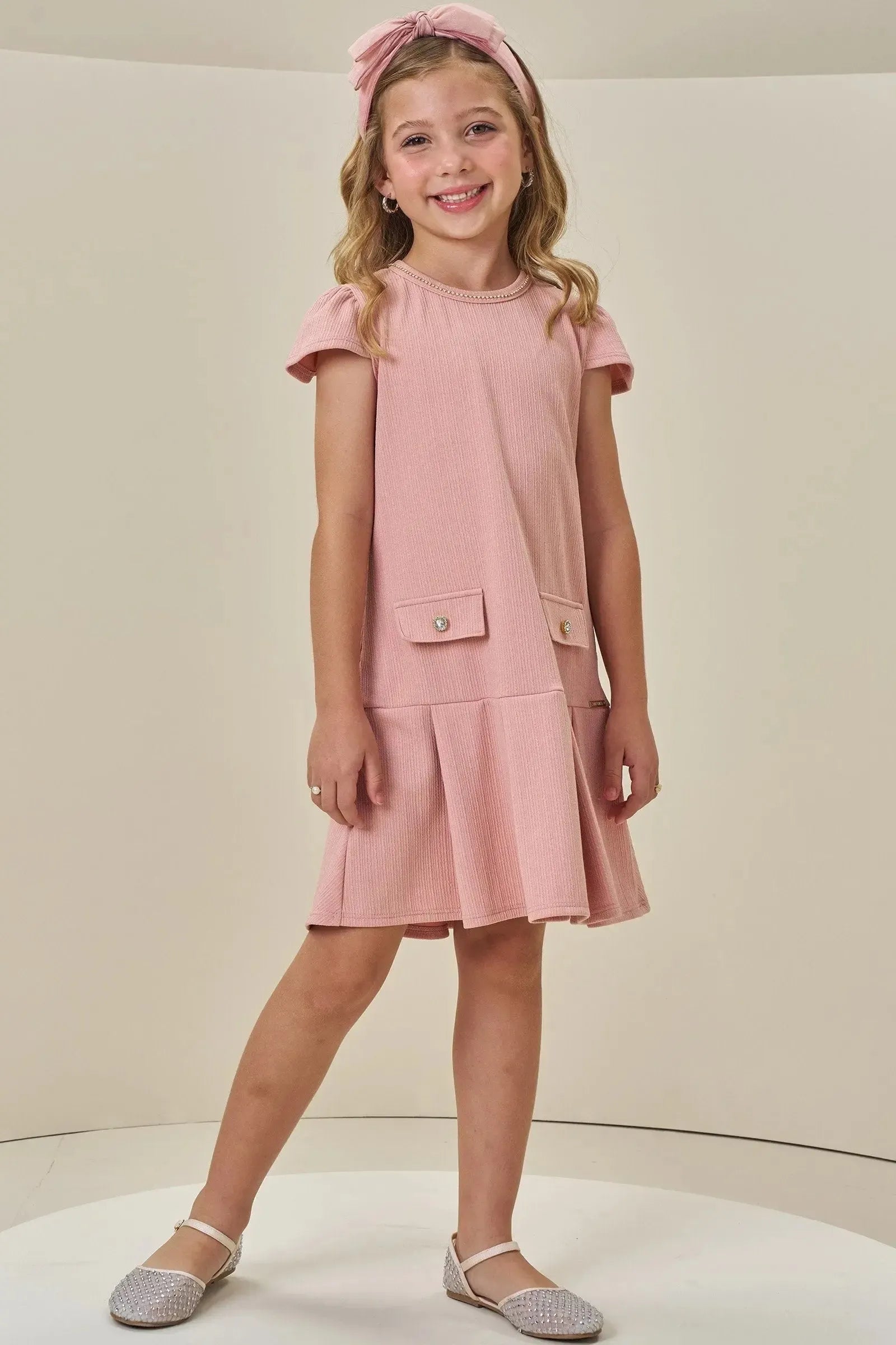 Vestido em Malha Jacquard 85314 Infanti Infantil Menina