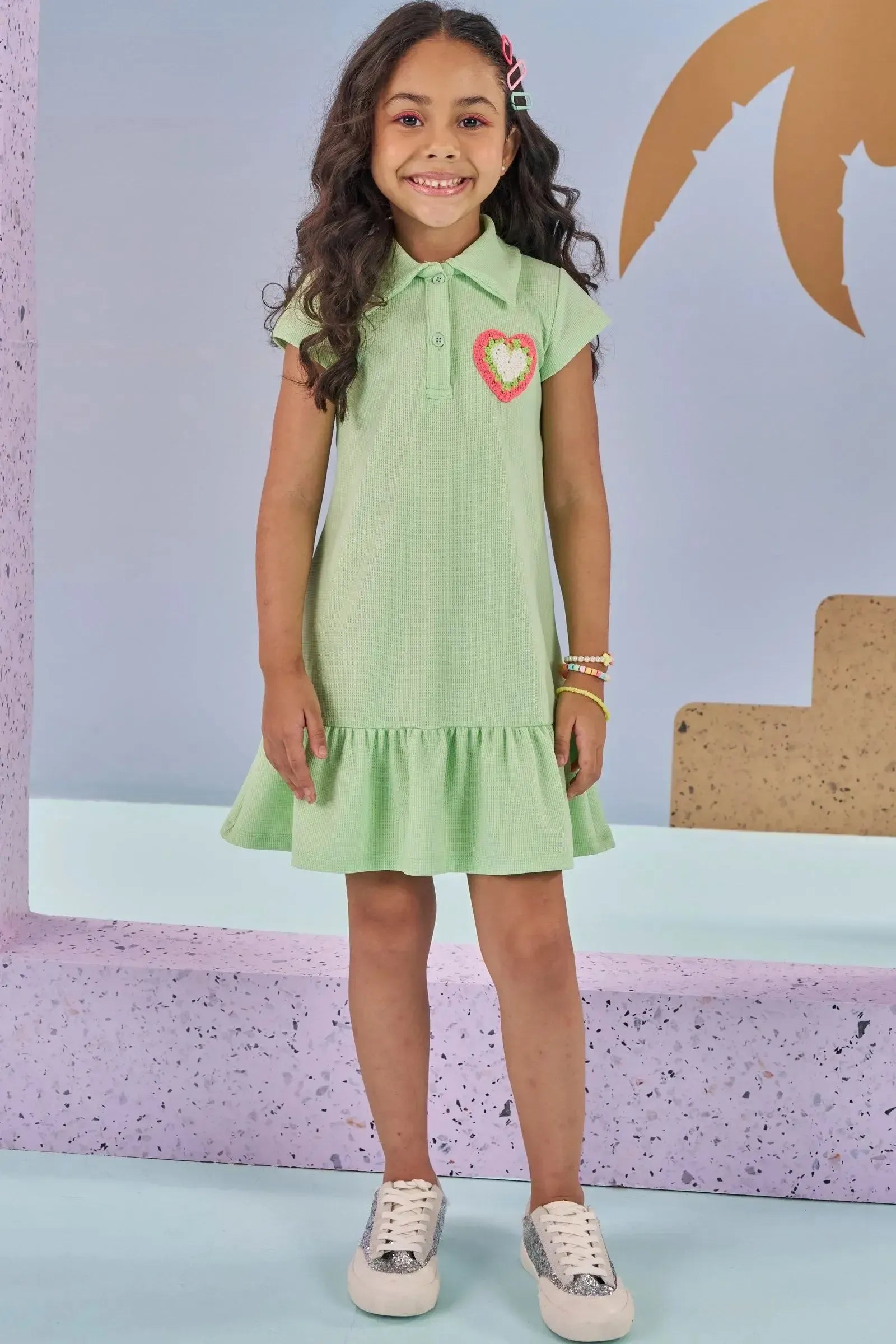 Vestido em Malha Mini Textura 87688 Kukiê Infantil Menina