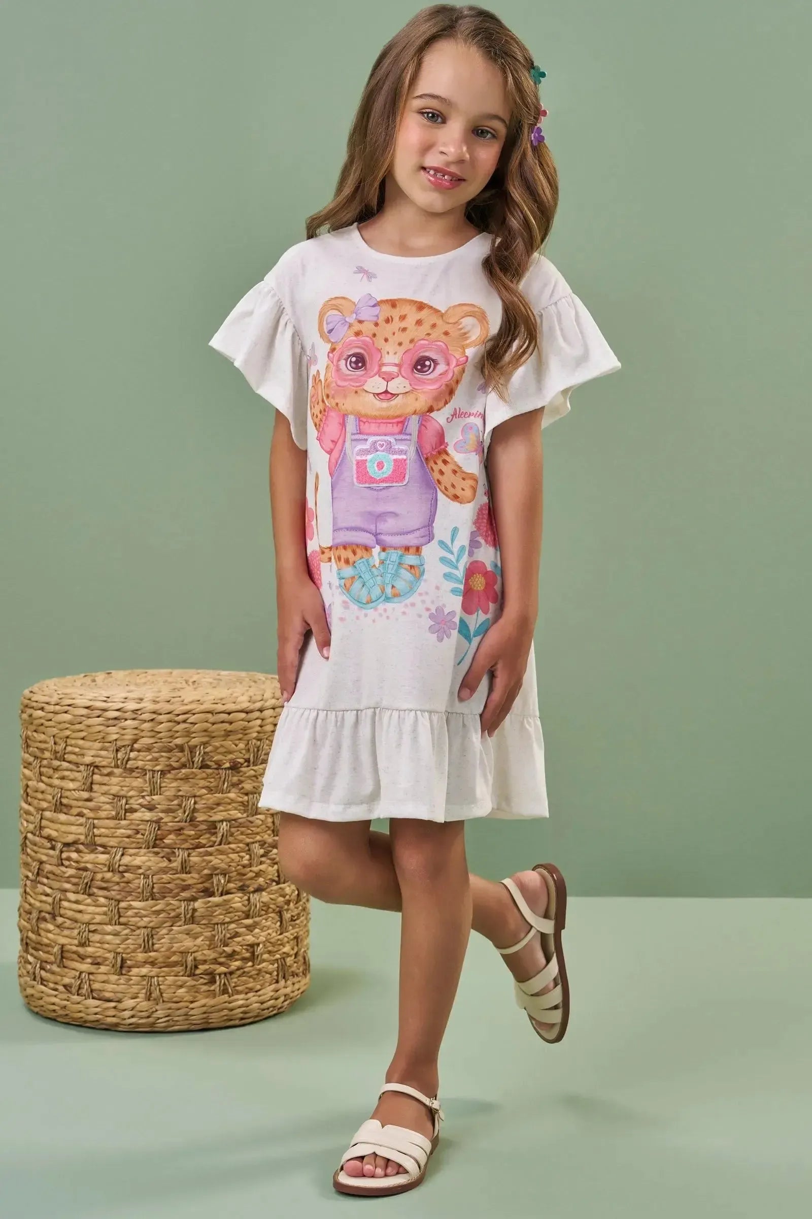 Vestido em Malha Power Linho 86483 Kukiê Infantil Menina