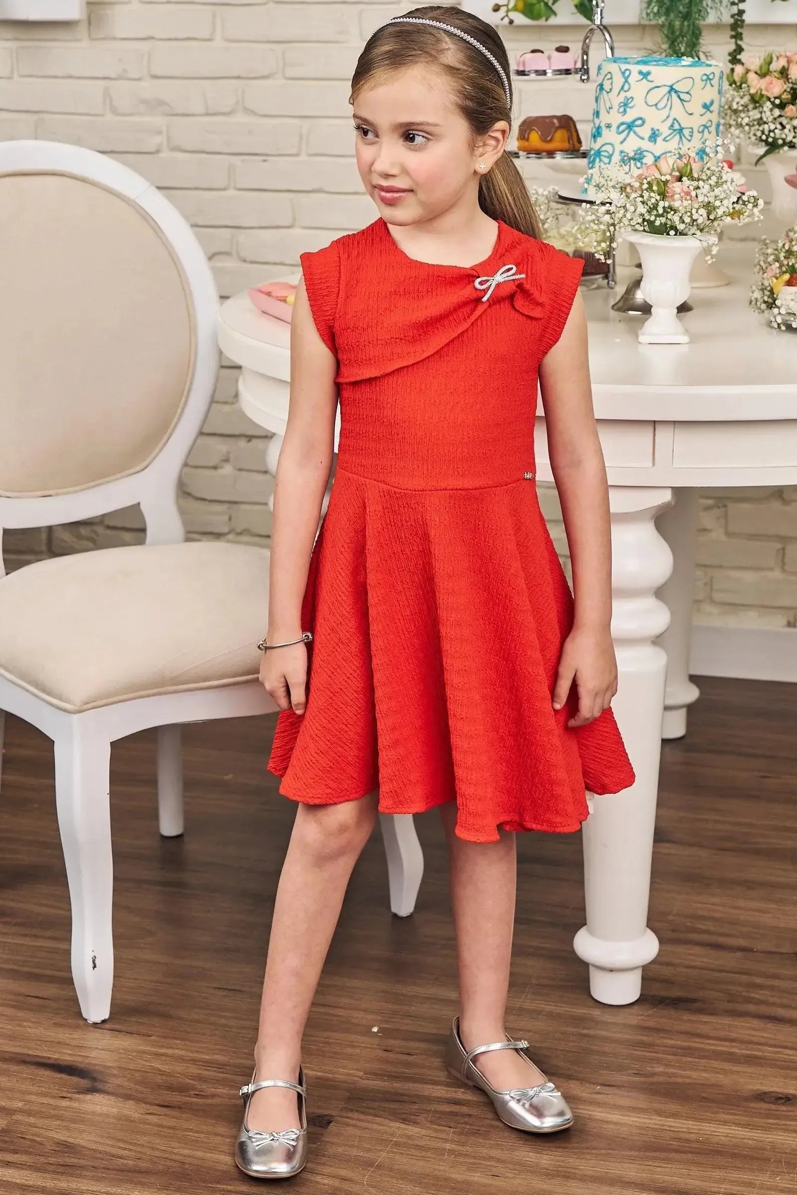Vestido em Malha Relevo 83416 Kukiê Infantil Menina