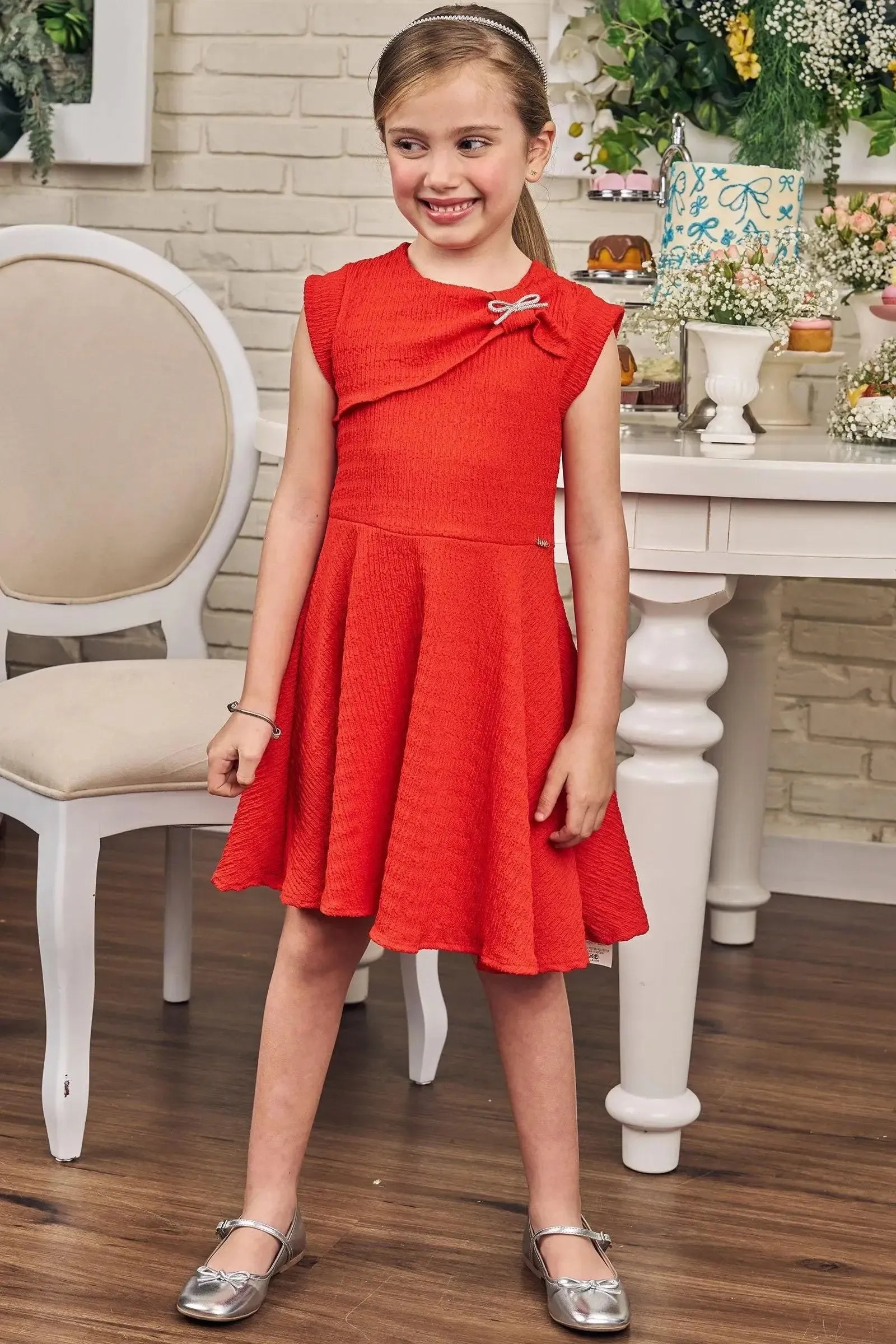 Vestido em Malha Relevo 83416 Kukiê Infantil Menina